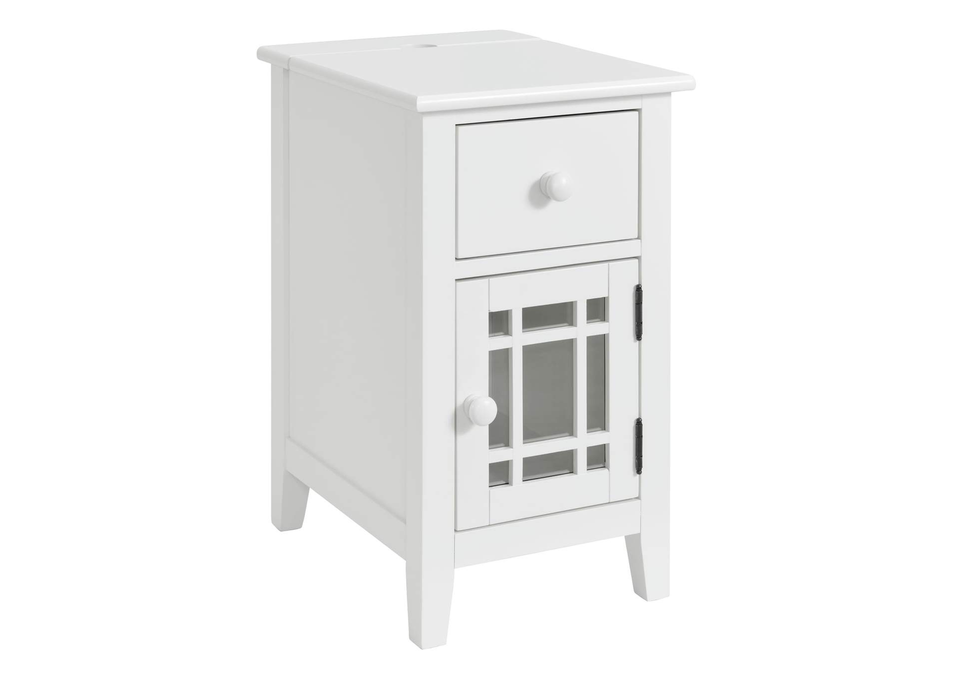Marty Side Table With Power Port USB In White 3A
