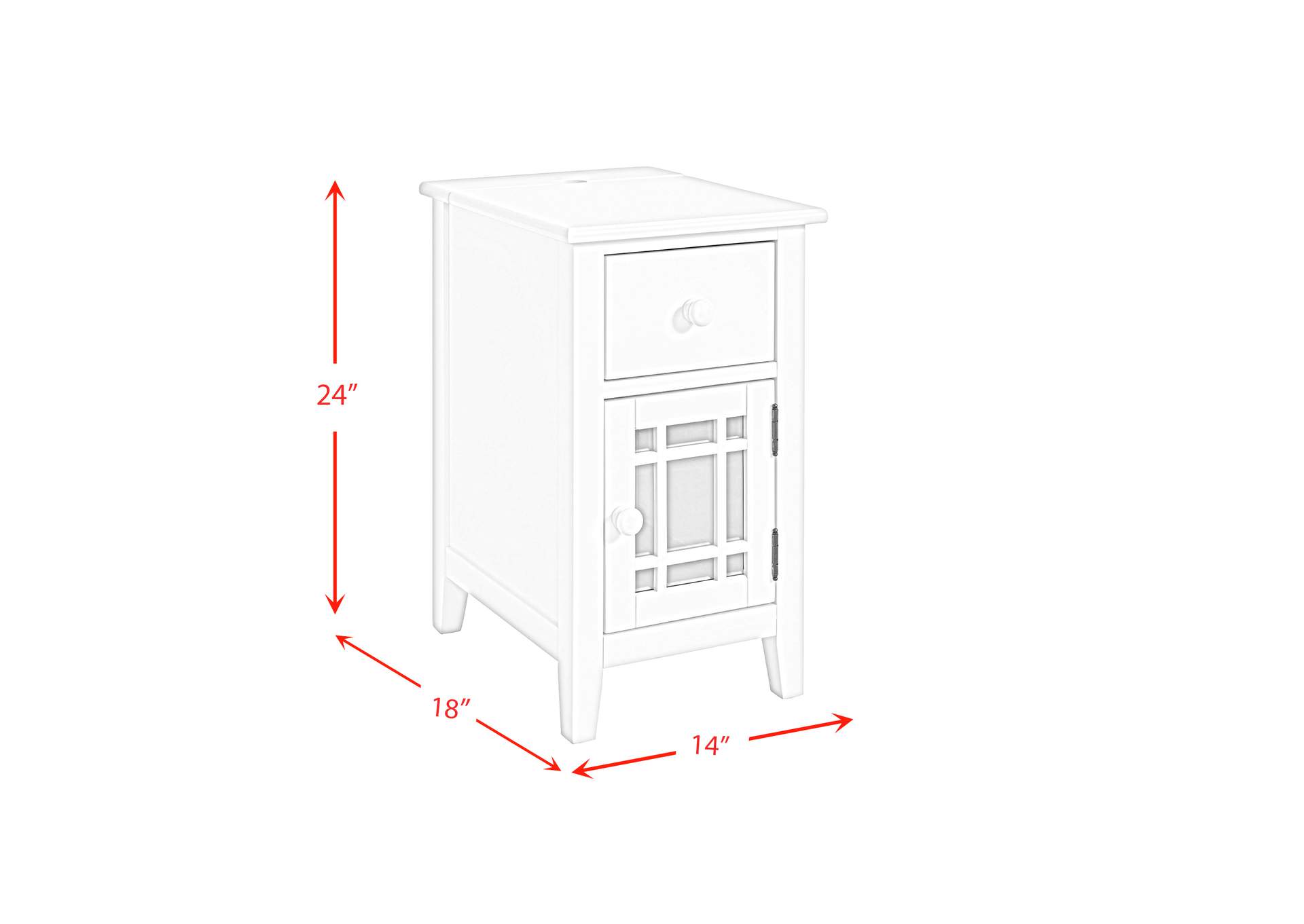Marty Side Table With Power Port USB In White 3A