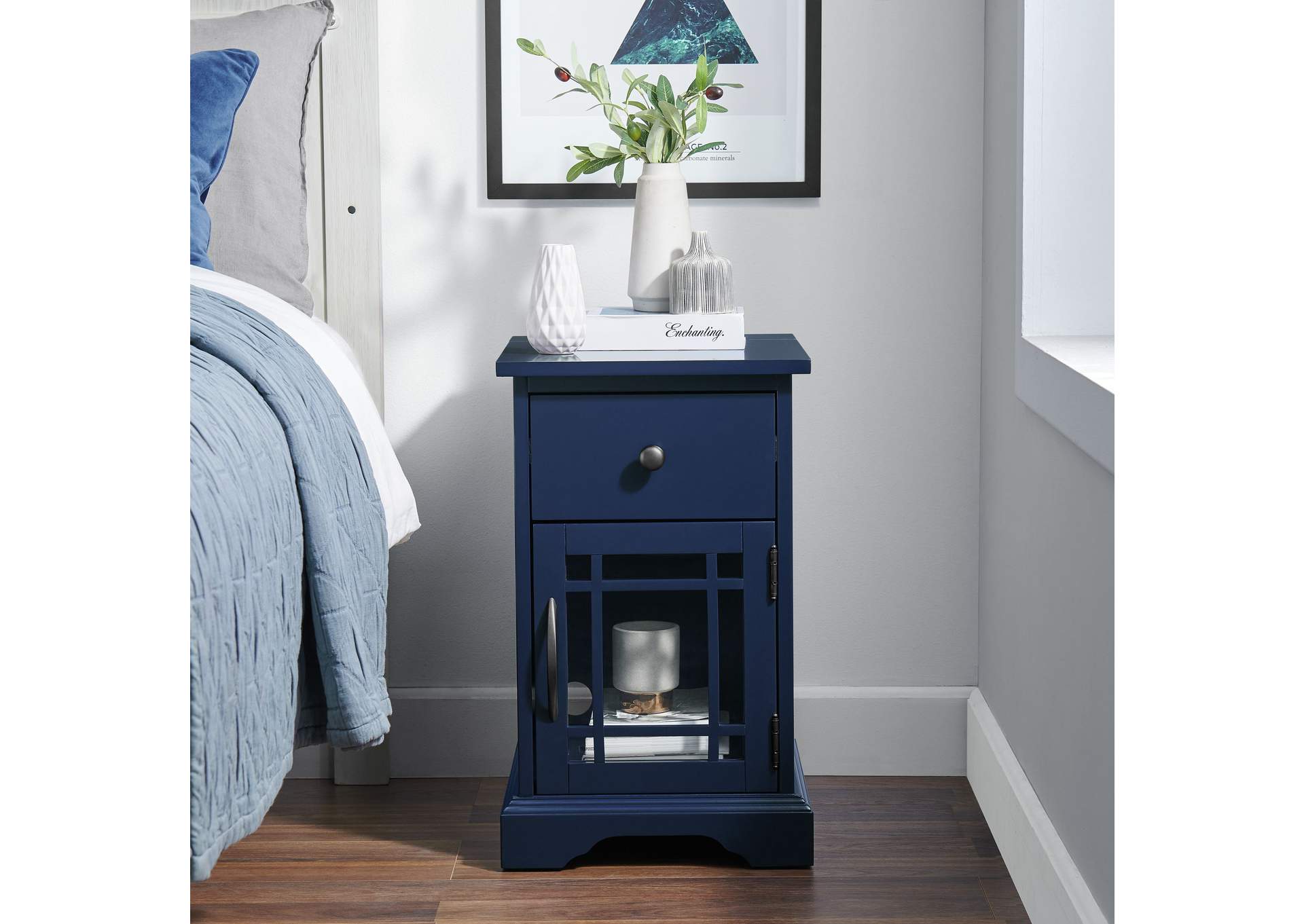 Marty Side Table With Power Port USB In Blue 3A
