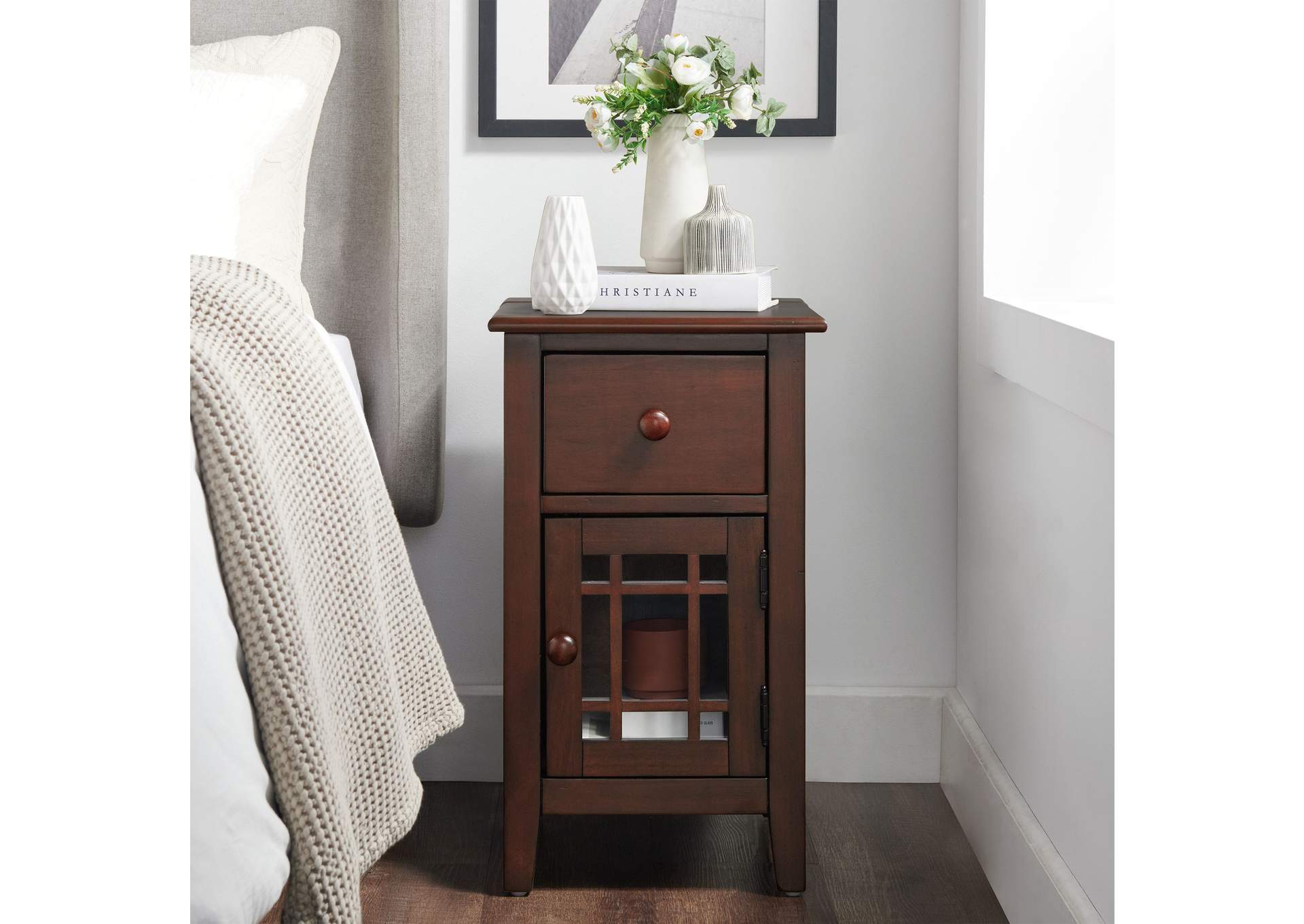 Marty Side Table With Power Port USB In Espresso 3A