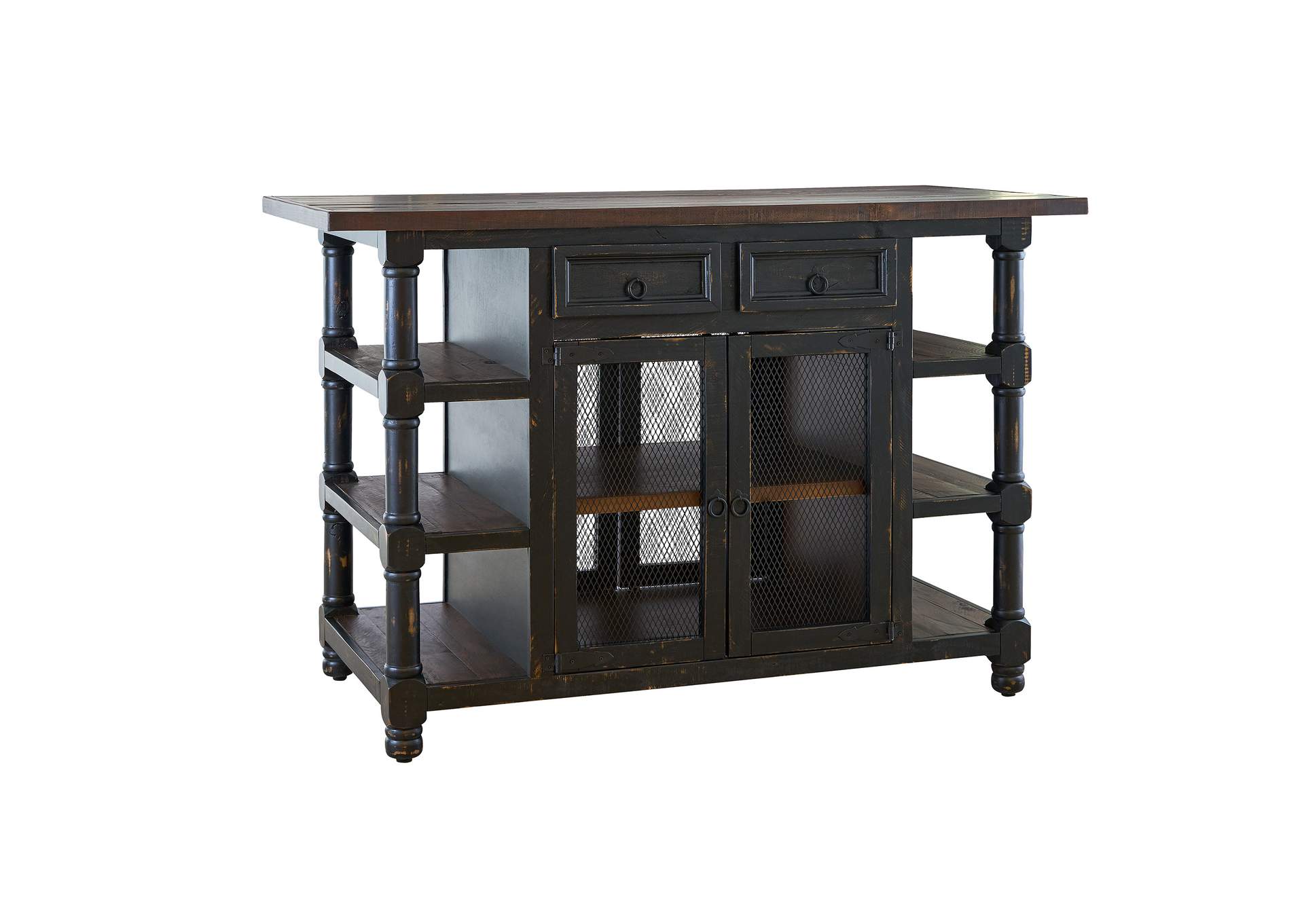 Matthew Occasional Kitchen Island - Black With Brown Top