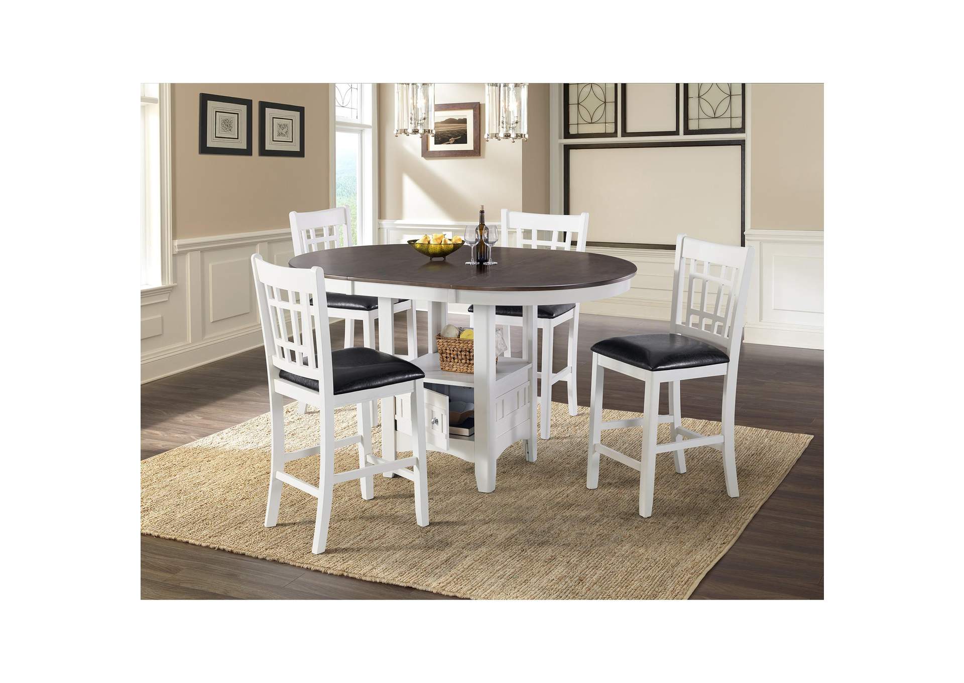Max Pub Table With Brown Top In White image 1