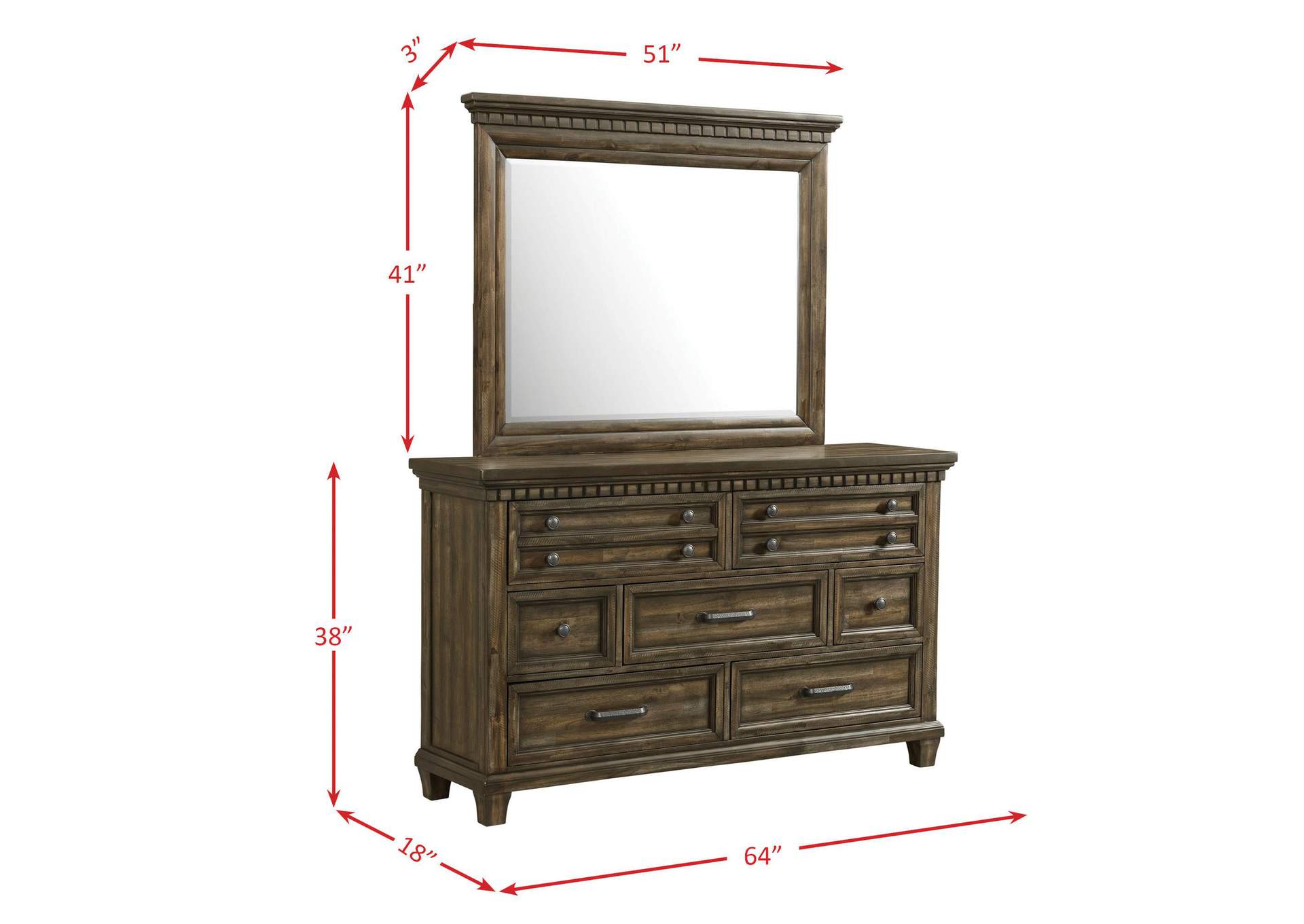 Mccabe 7 - Drawer Dresser With Mirror Set image 8