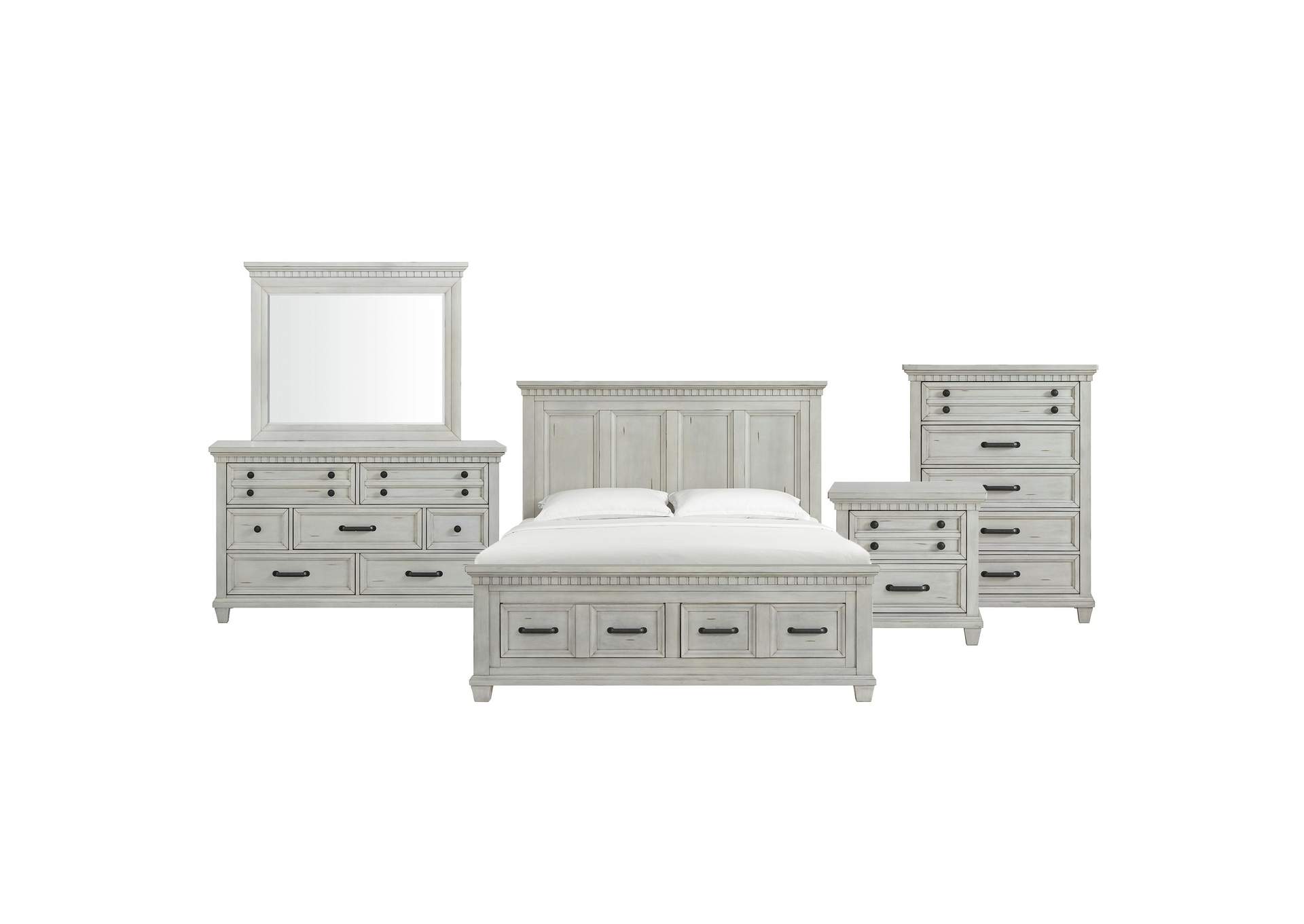 Mccoy King Storage 5 Piece Bedroom Set In Antique White image 19