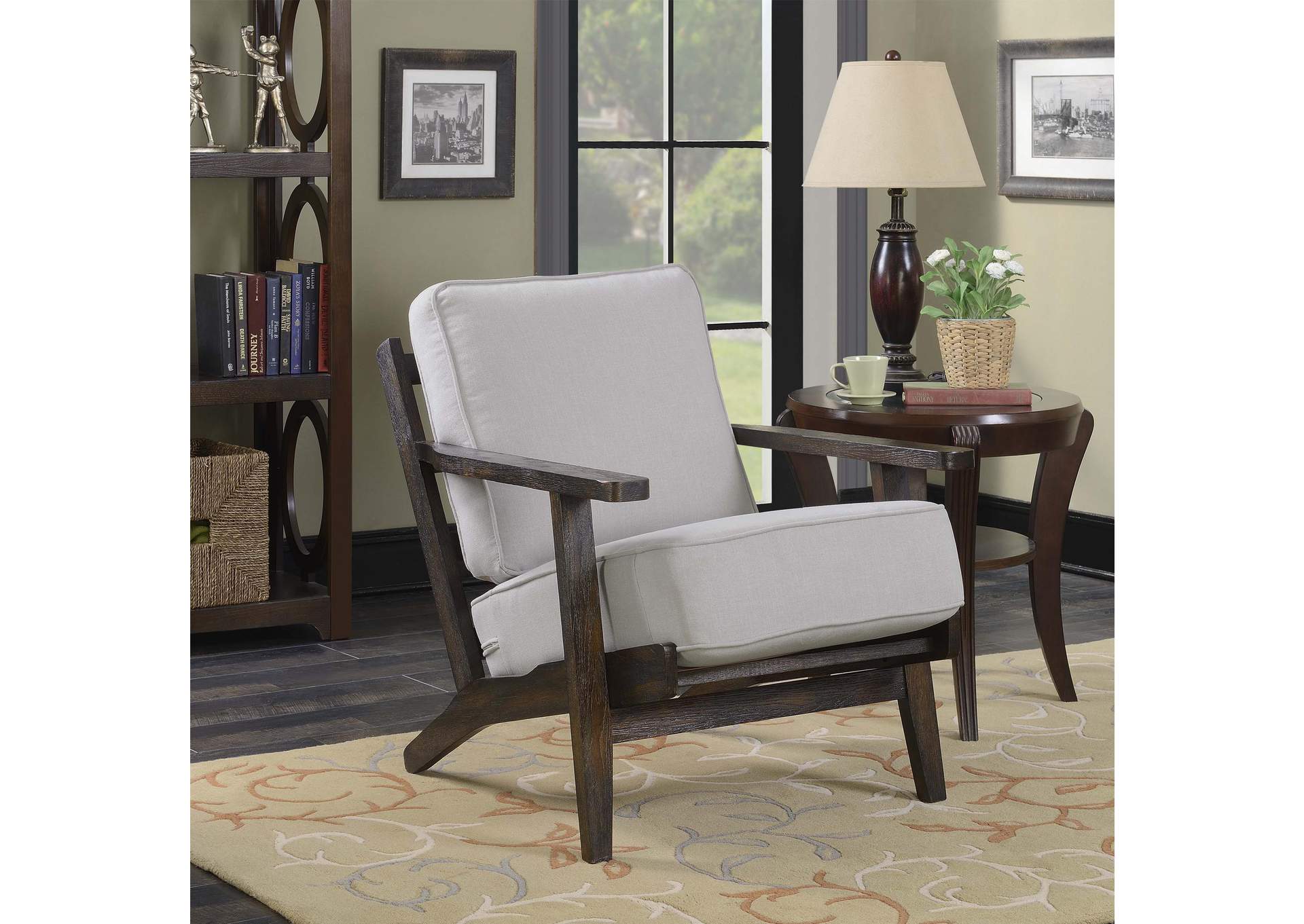Metro Chair Taupe - Espresso Wood Finish 3A image 1