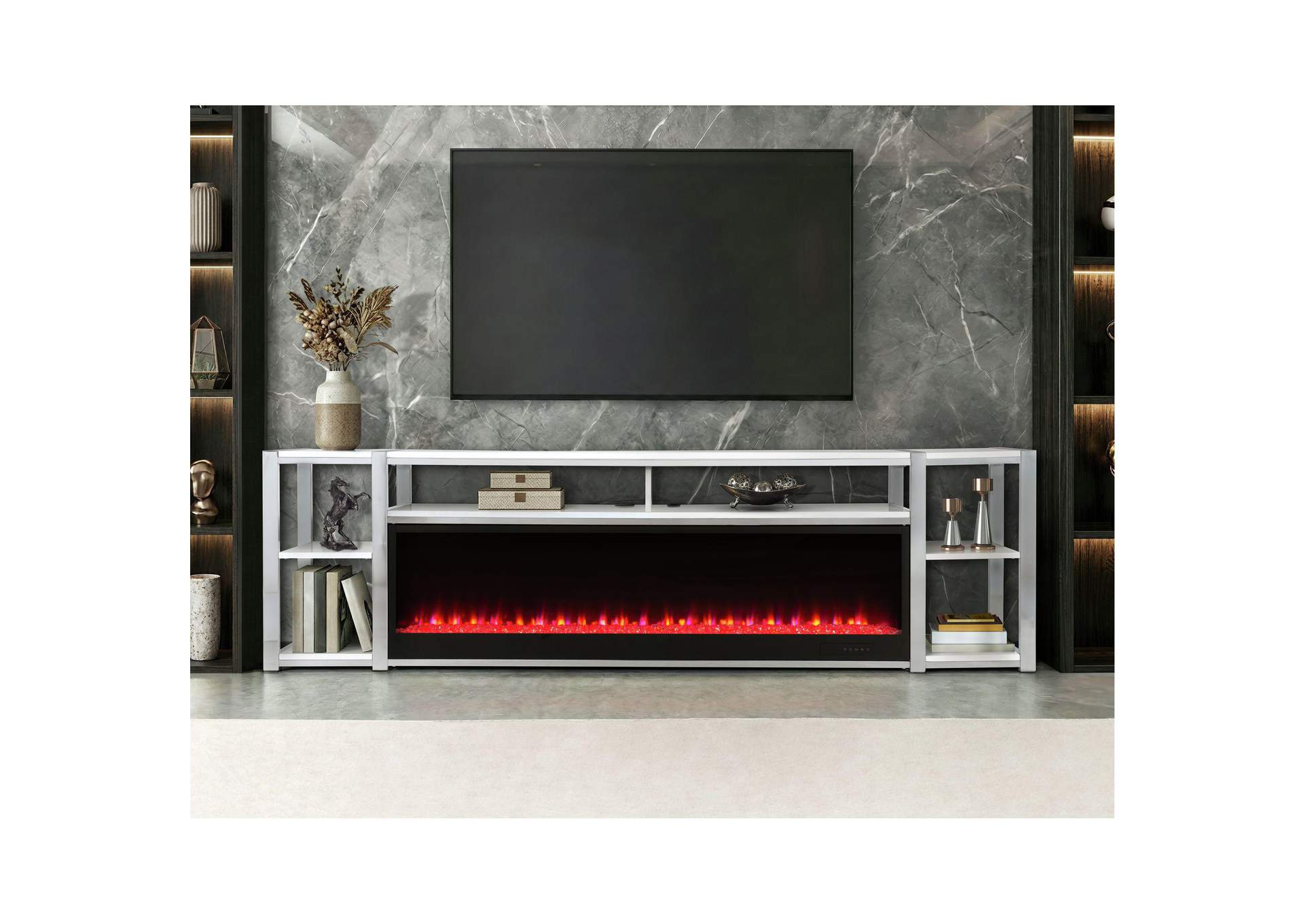 Midway 80 TV Console With Firelight In White image 1