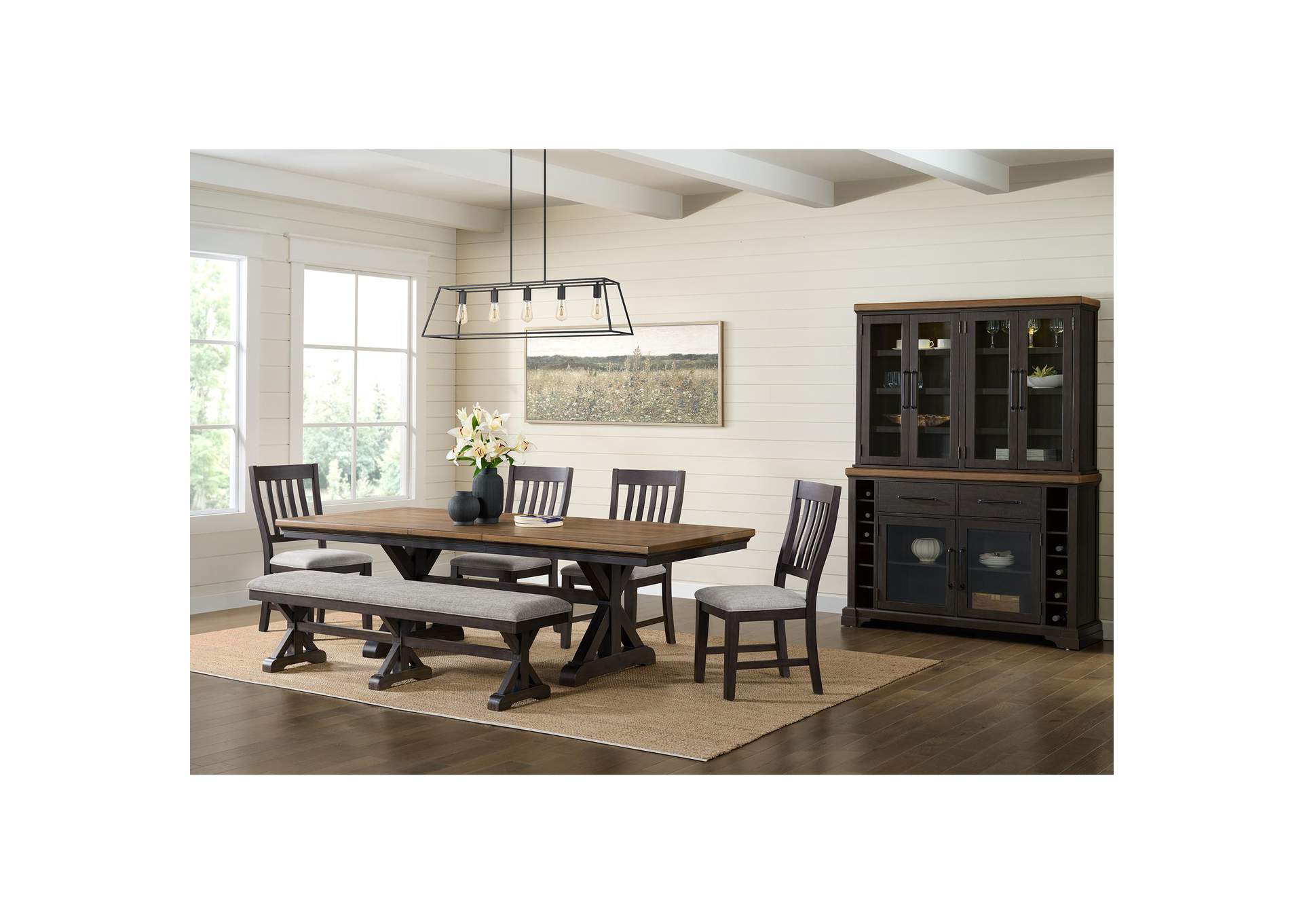 Montrose Dining Bench With Light Grey Fabric In Espresso image 1