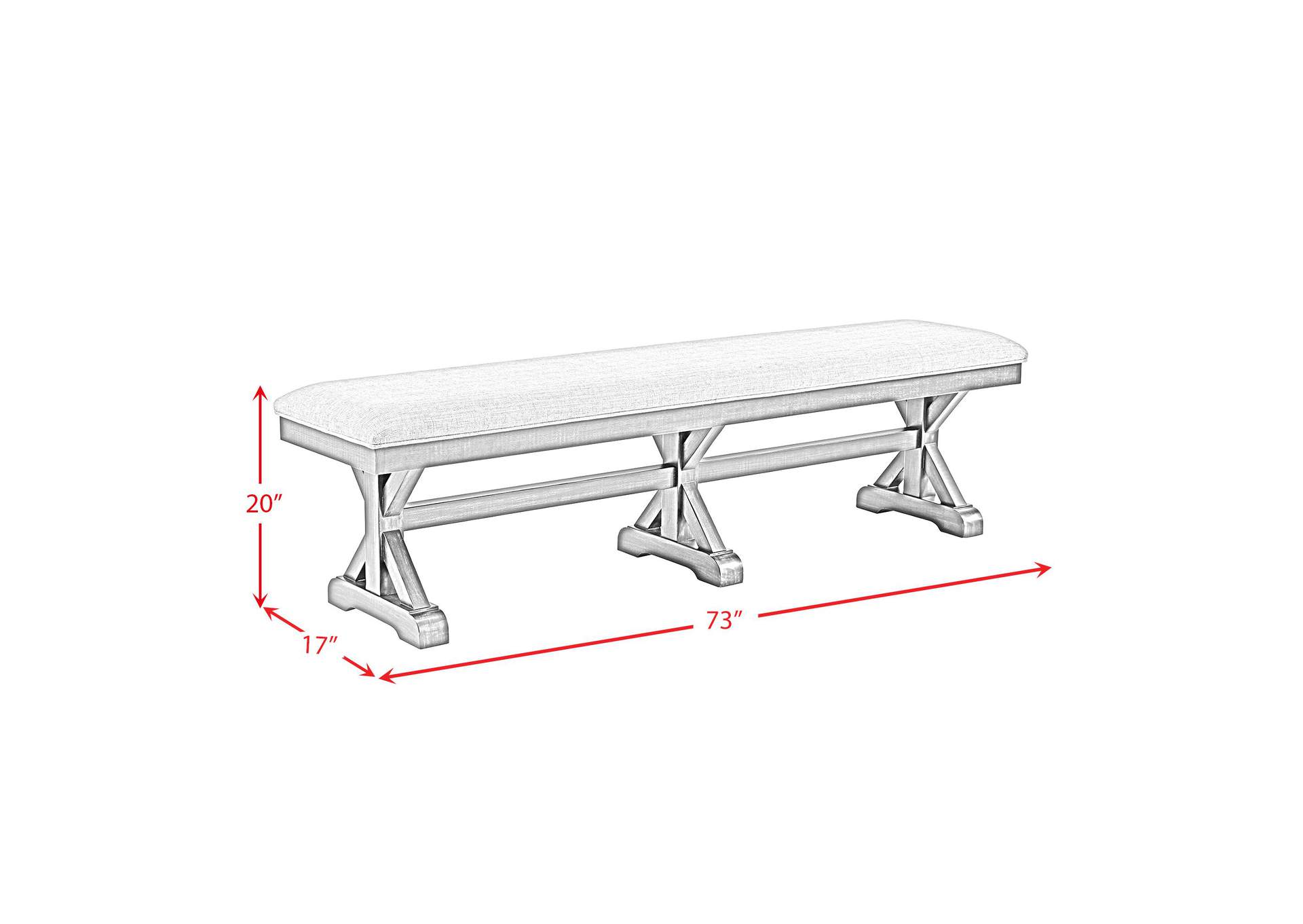 Montrose Dining Bench With Light Grey Fabric In Espresso image 4