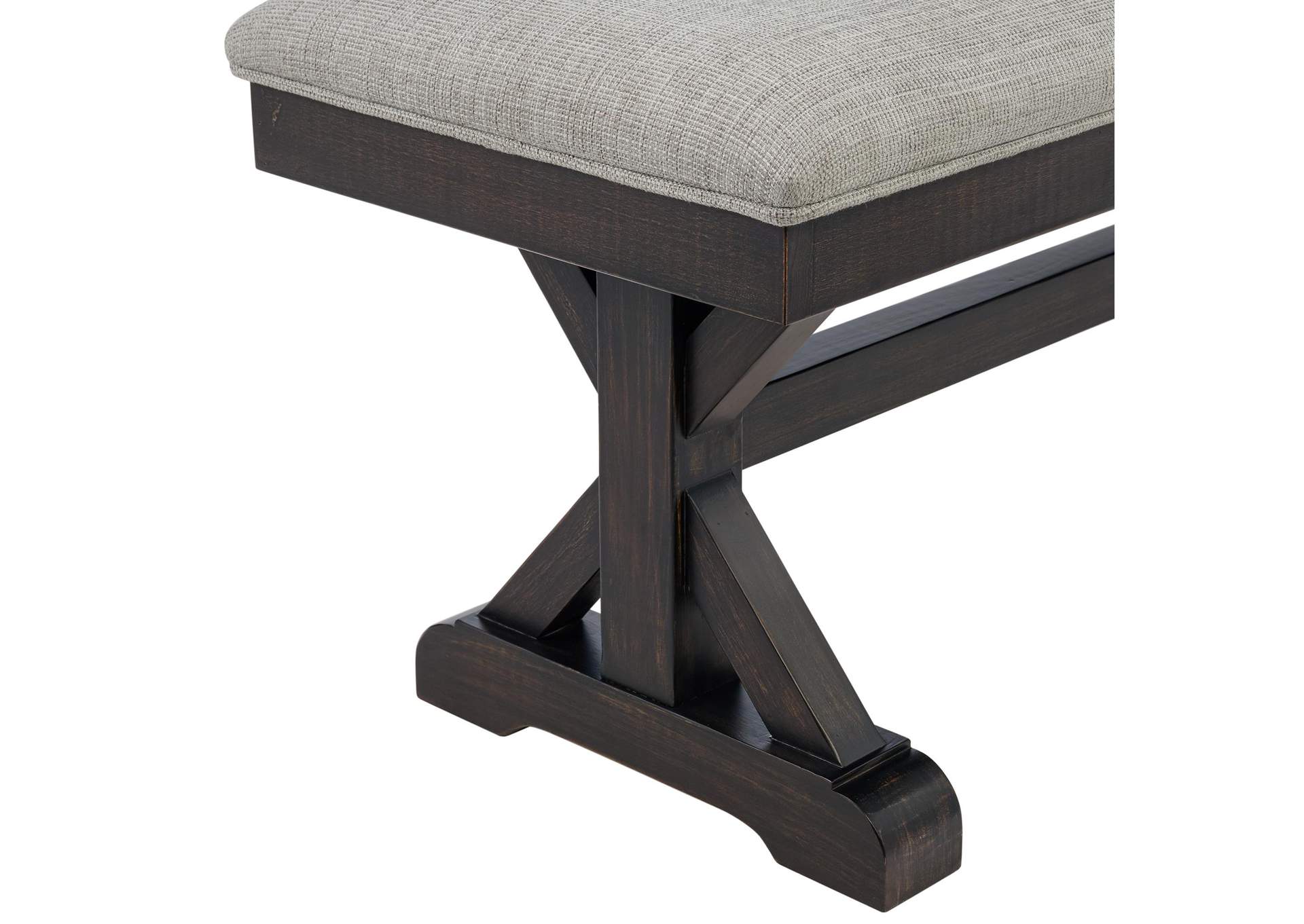Montrose Dining Bench With Light Grey Fabric In Espresso image 3