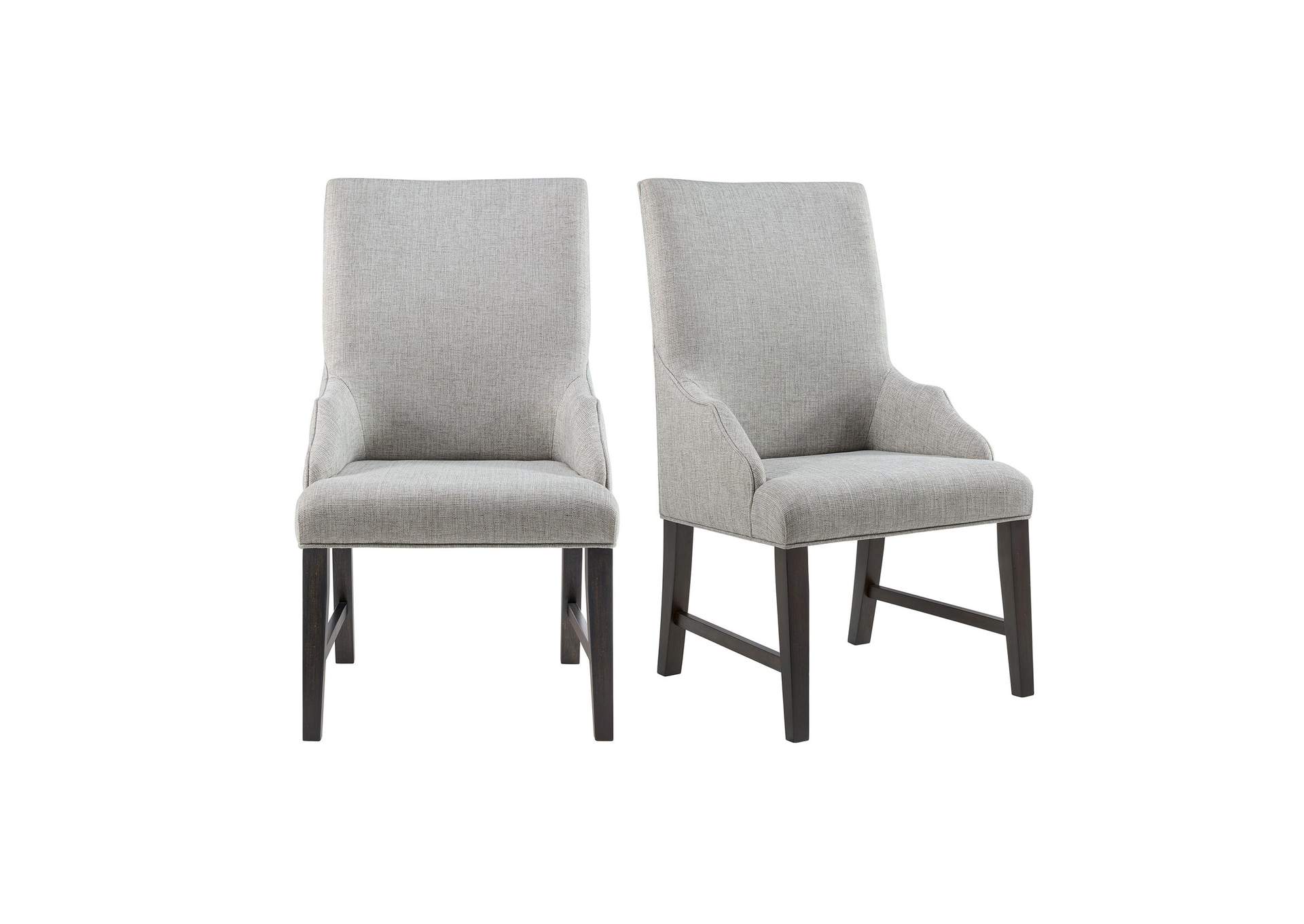 Montrose Dining Host Chair With Light Grey Fabric In Espresso 2 Per Carton image 3