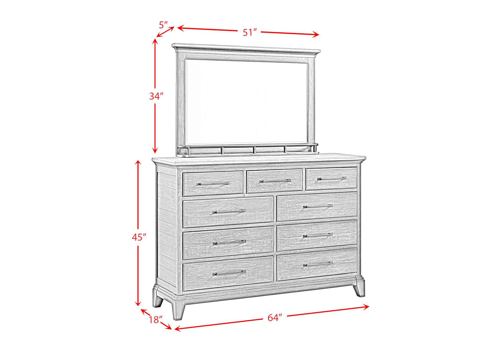 Montrose Dresser And Mirror Set In Espresso Brown image 9