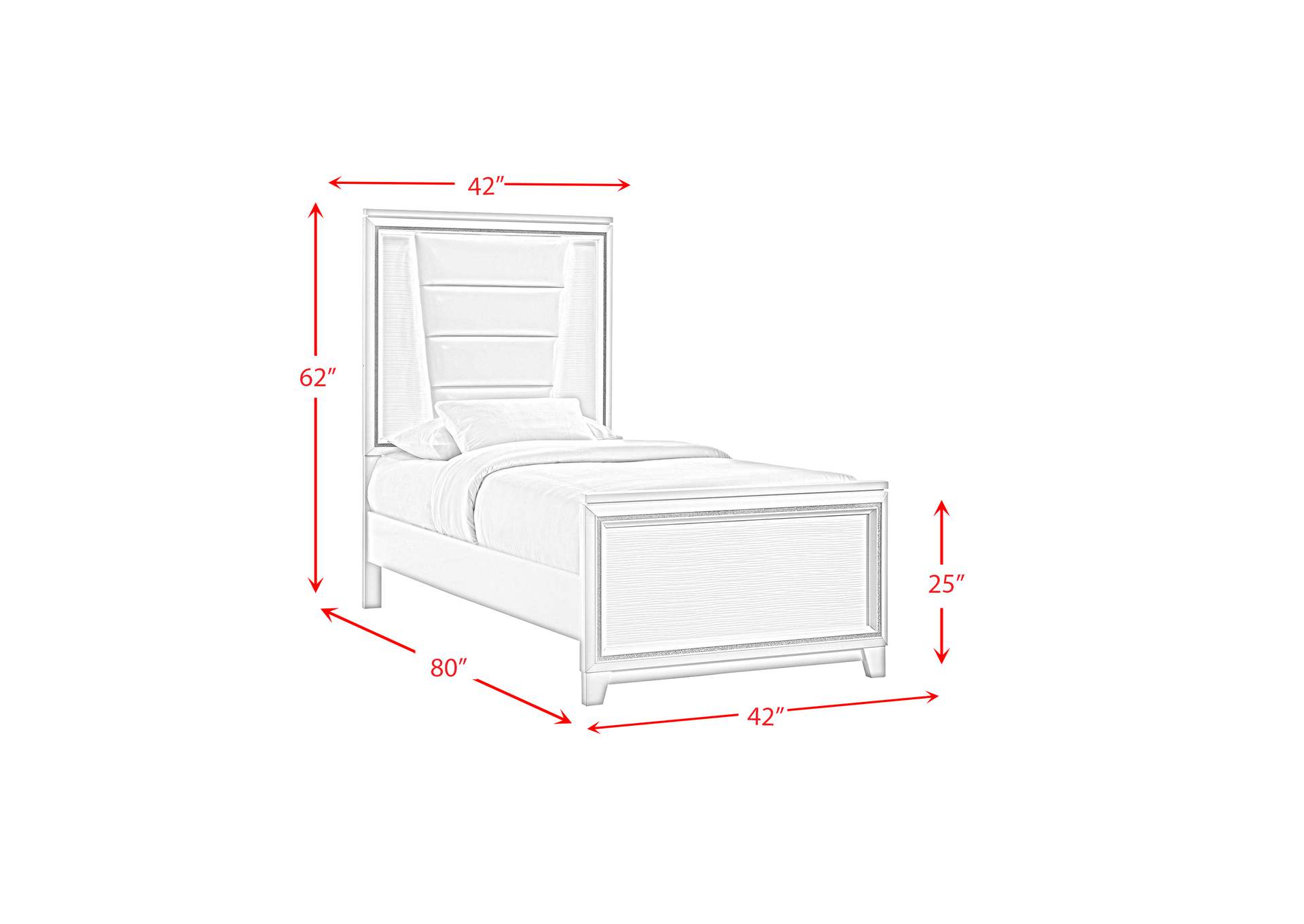 Moondance Twin Panel 5 Piece Bedroom Set In White