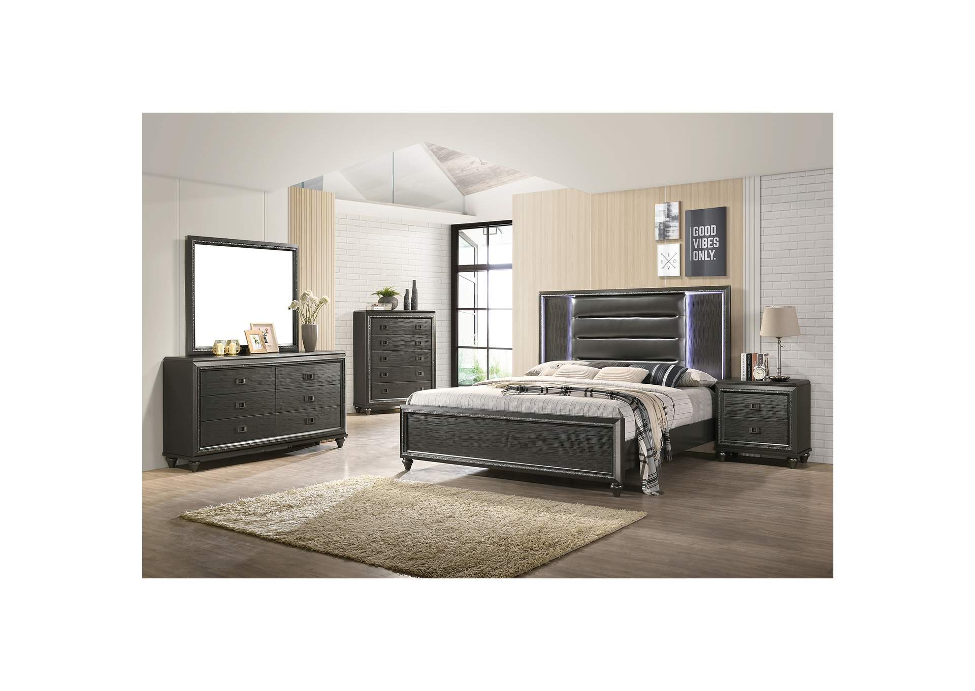 Moonstone Queen Panel 3 Piece Bedroom Set In Copper image 1