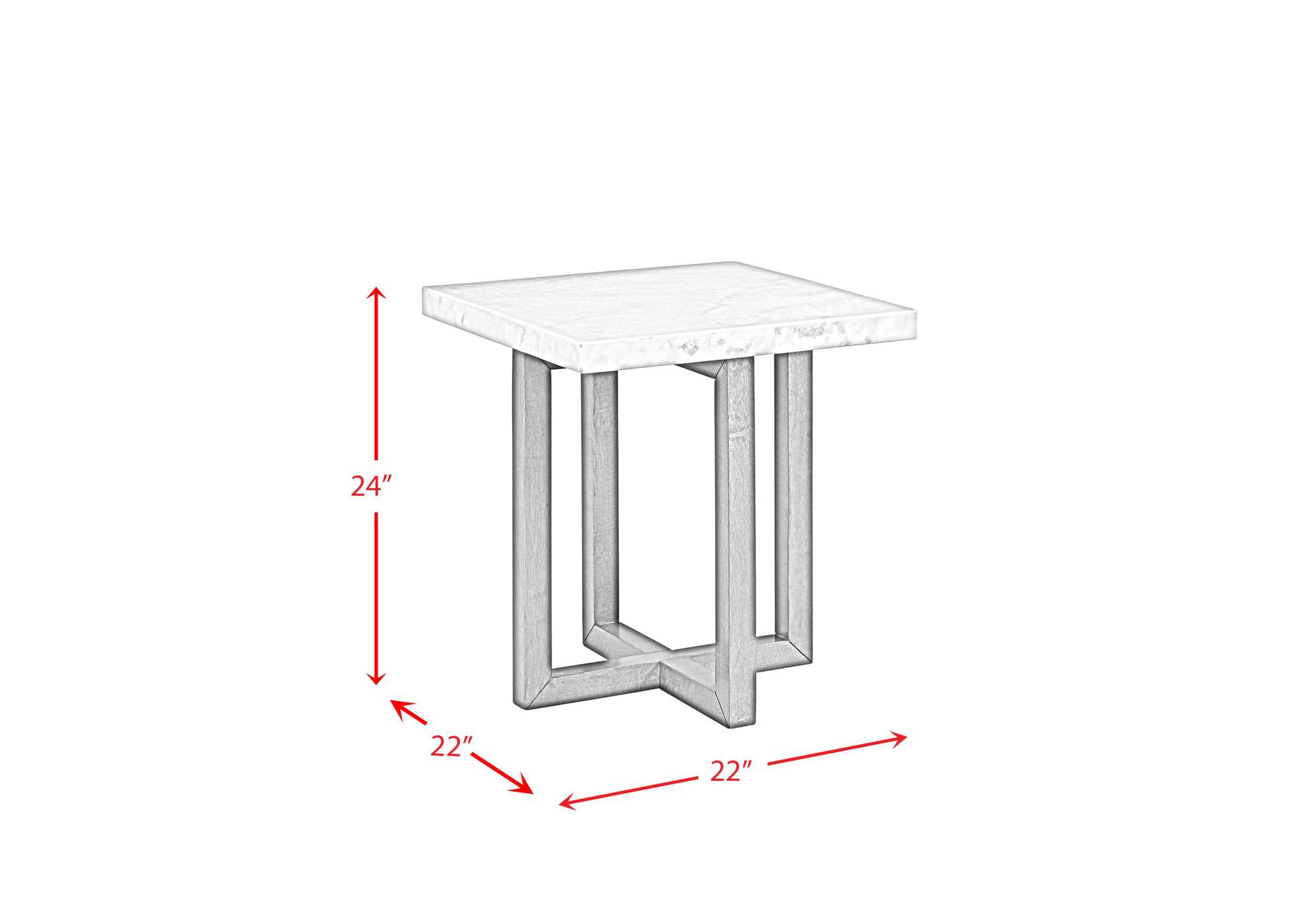 Morris End Table In Espresso With White Marble Top 3A image 3