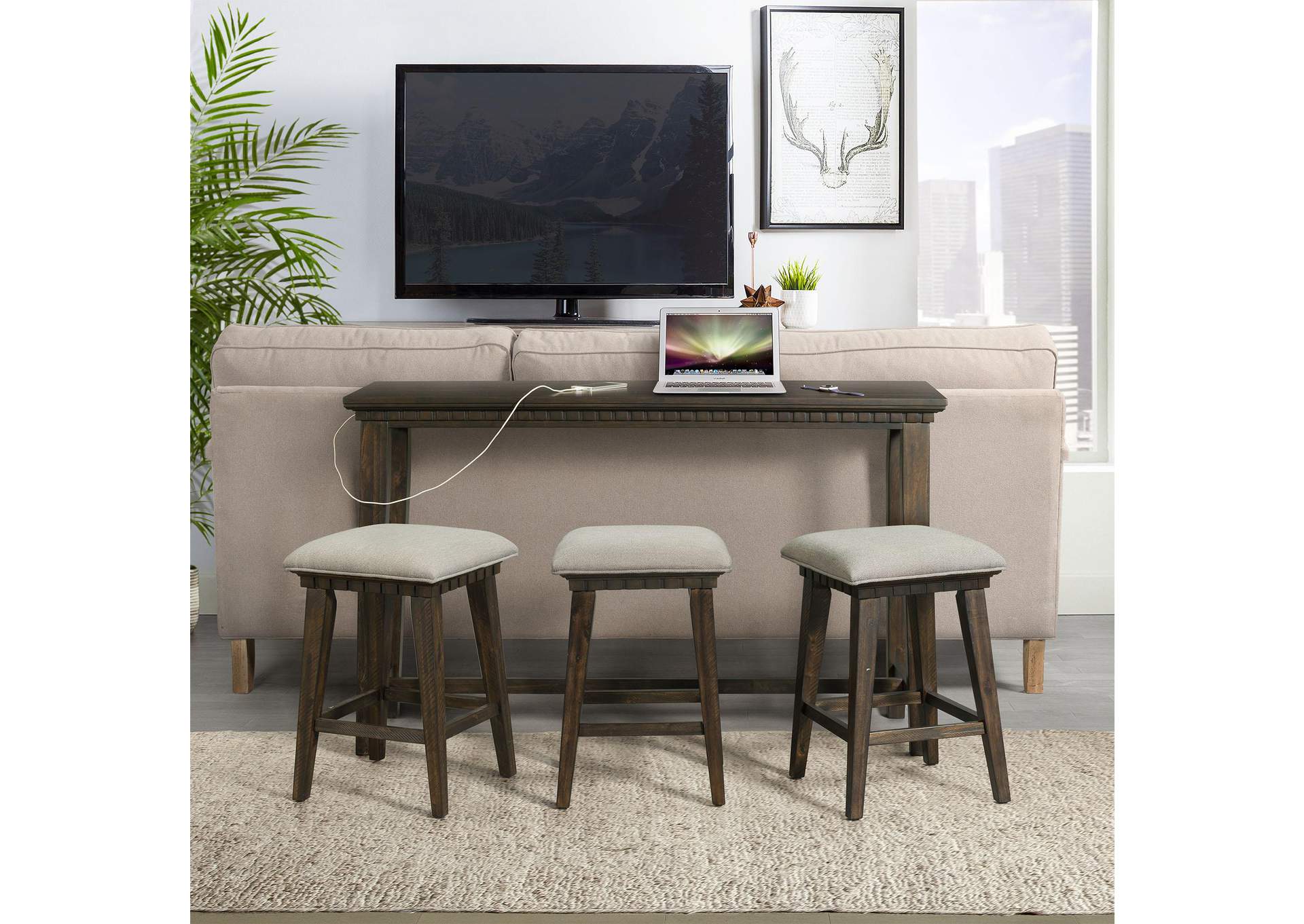 Morrison Occasional Bar Stool Set Power Bar Table 3 Stools 3A image 1