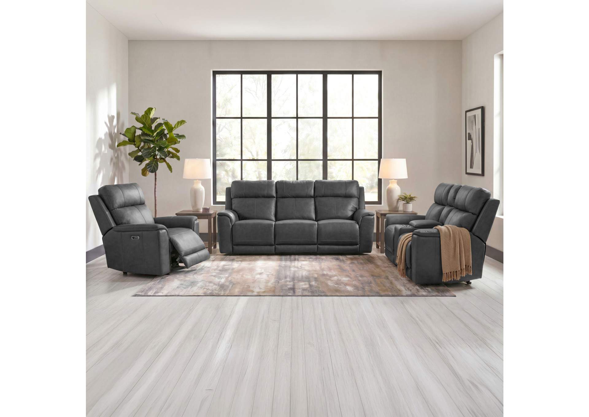 Mustang P3 Sofa With Ddt Wireless Chargerin Aline Anthracite image 1