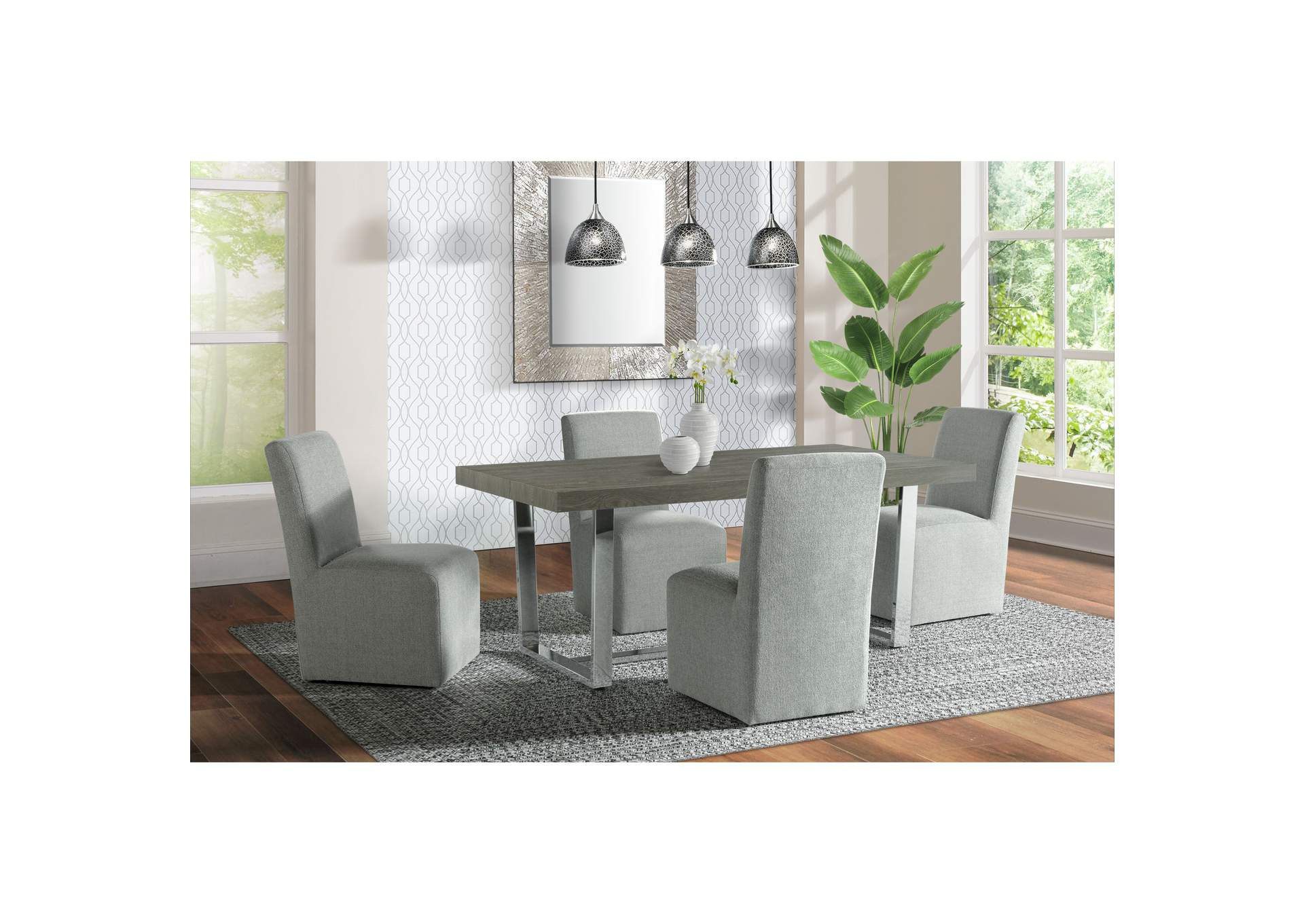 Nadia Dining 5 Piece Set - Table Four Arm Chairs