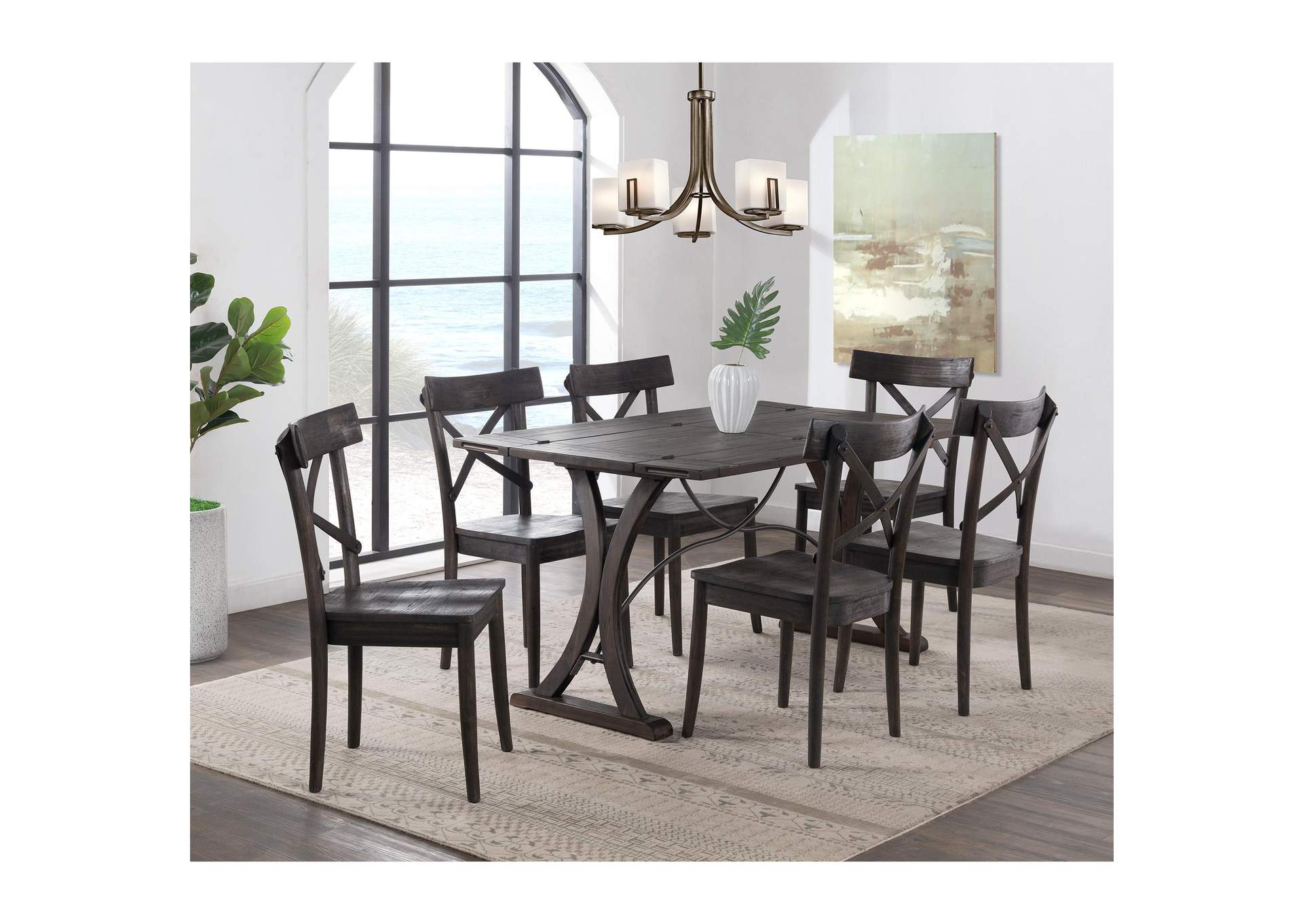 D682 - 33 New Bedford - Folding Top Dining Table - Latte - Dark Pine image 1