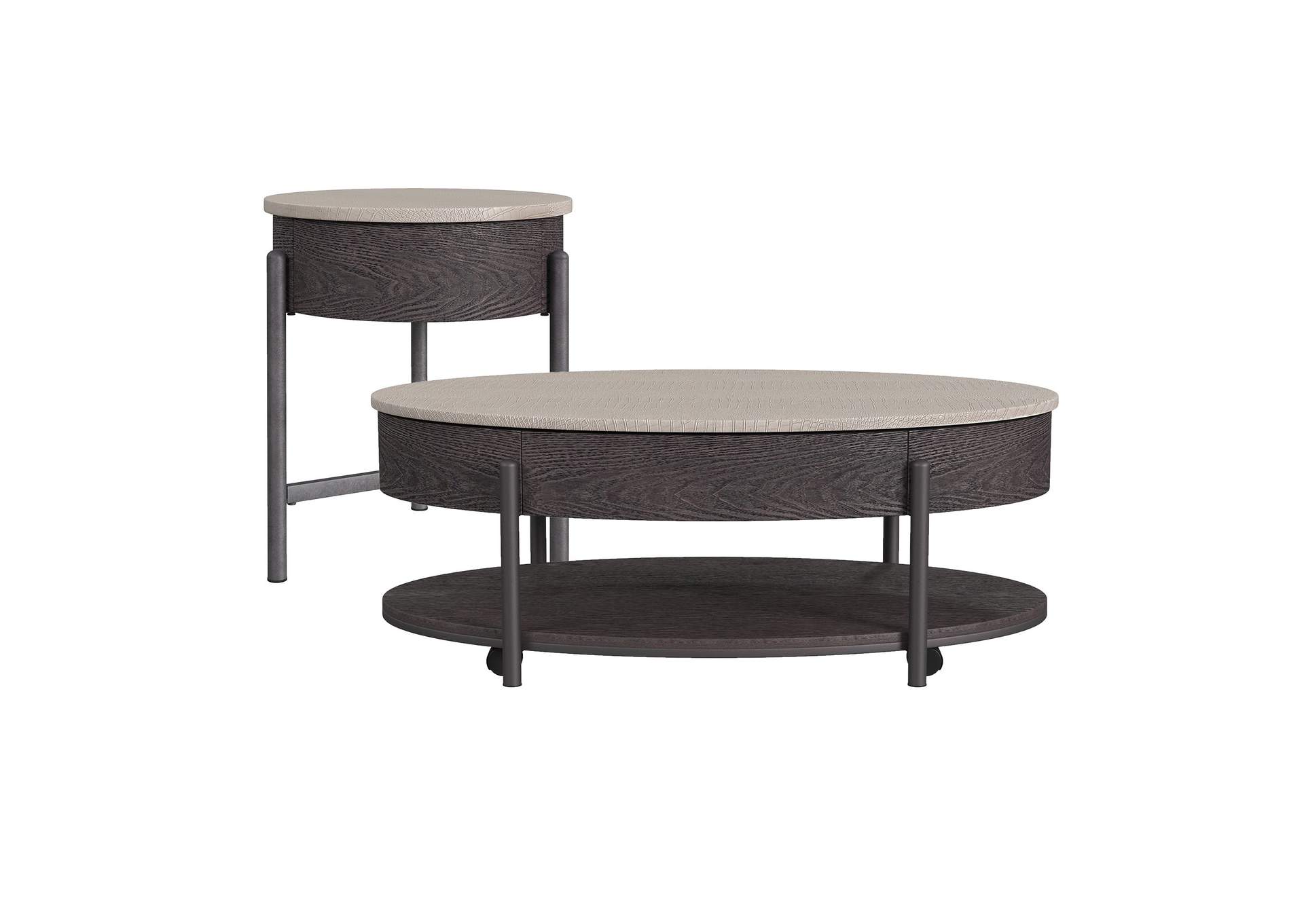 Nica 2 Piece Occasional Table Set In White And Brown - Coffee Table End Table image 6