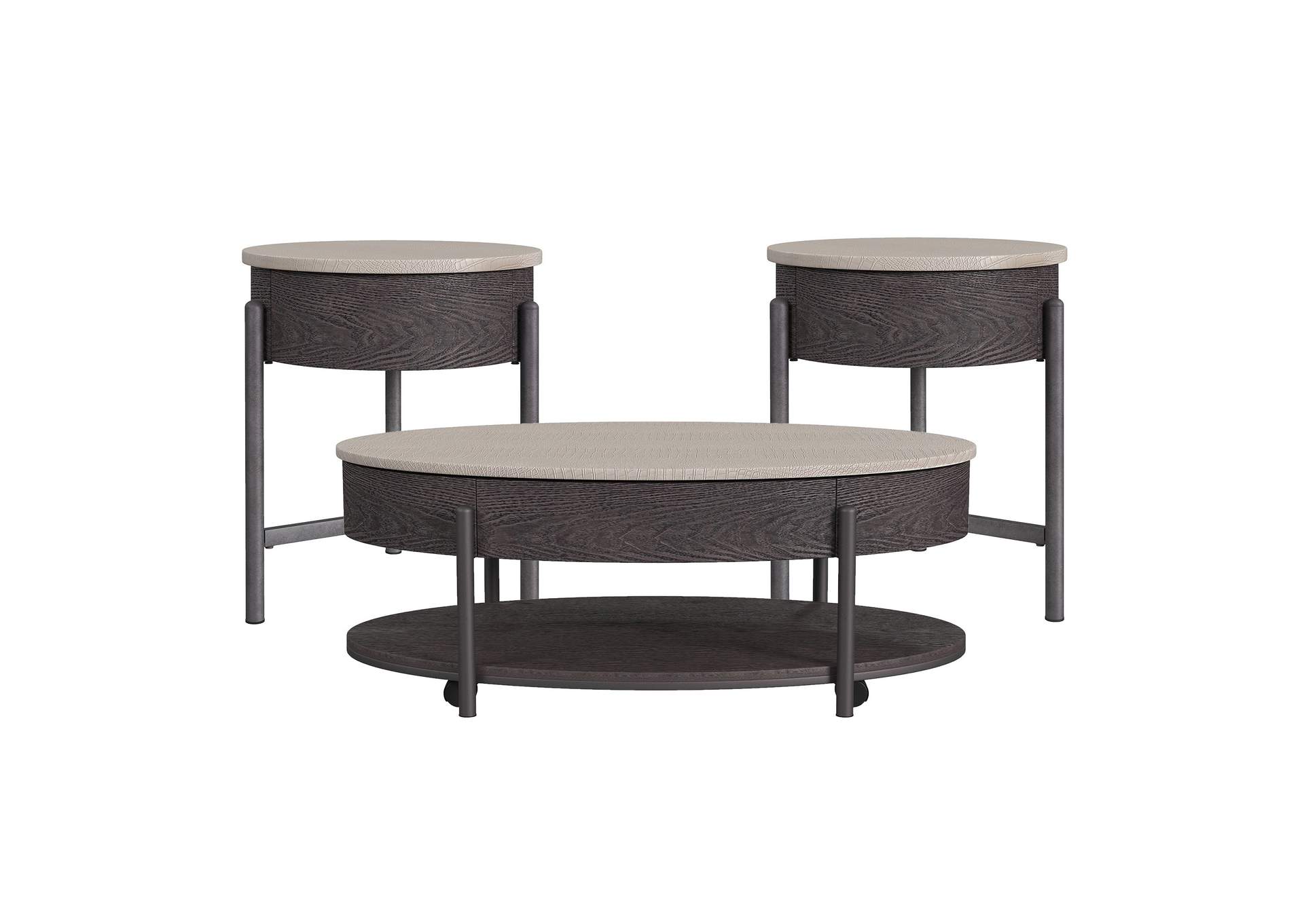 Nica 3 Piece Occasional Table Set In White And Brown - Coffee Table Two End Table image 6