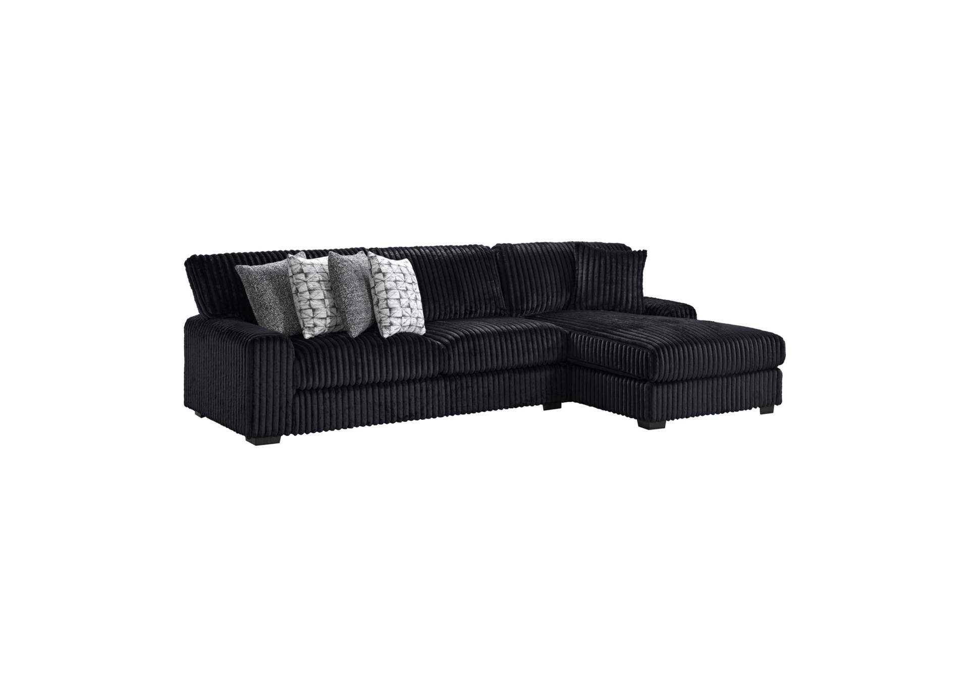 Nightfall Left Hand Facing Loveseat In Grand Cord Black With 4 Pillows 20 2 Burst Jet 2 Portal 9 image 8