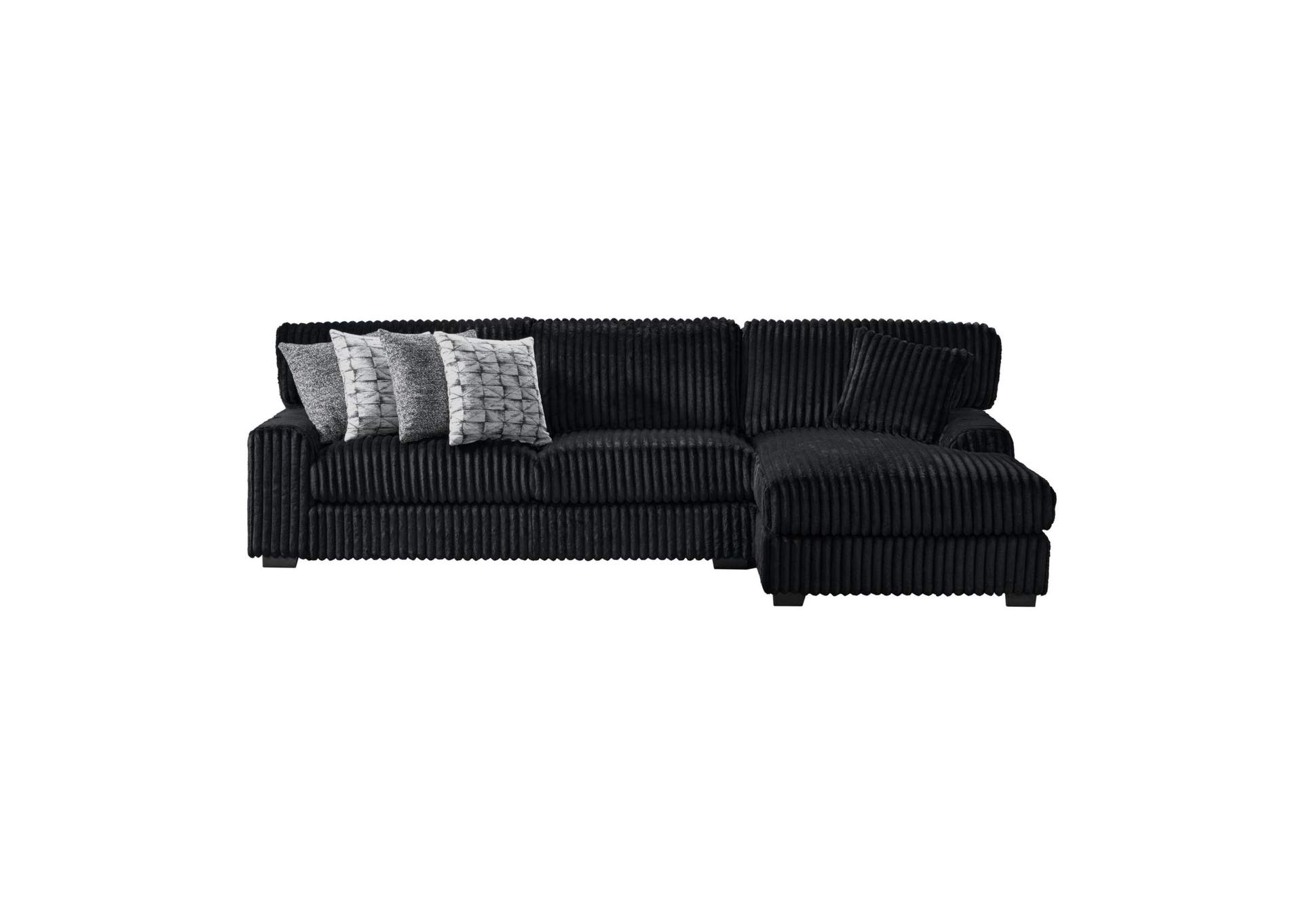 Nightfall Left Hand Facing Loveseat In Grand Cord Black With 4 Pillows 20 2 Burst Jet 2 Portal 9 image 9