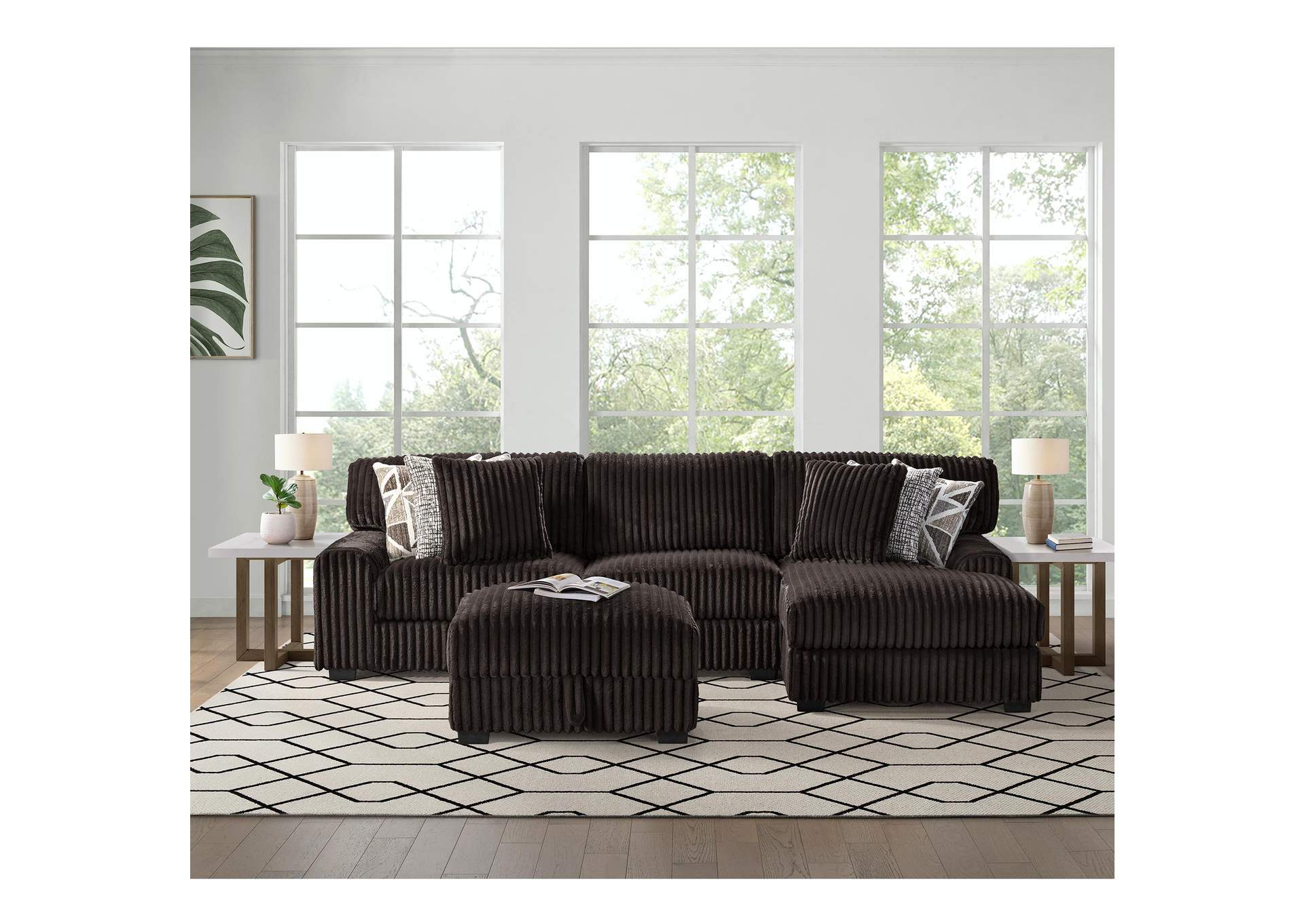 Nightfall Storage Ottoman In Grand Cord Espresso image 1