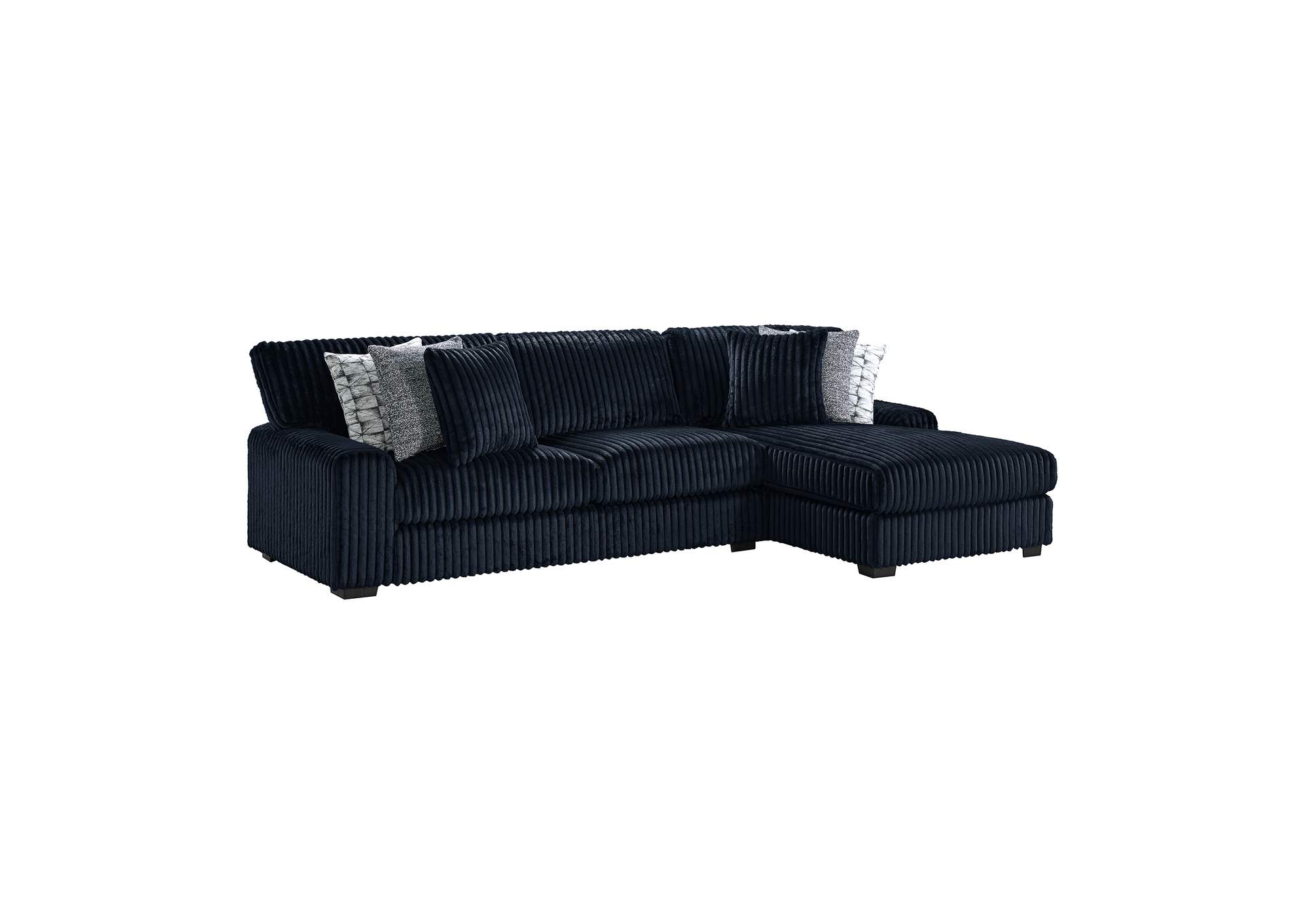 Nightfall Left Hand Facing Loveseat In Grand Cord Black With 4 Pillows 20 2 Winkin Walnut 2 Nod Walnut image 3