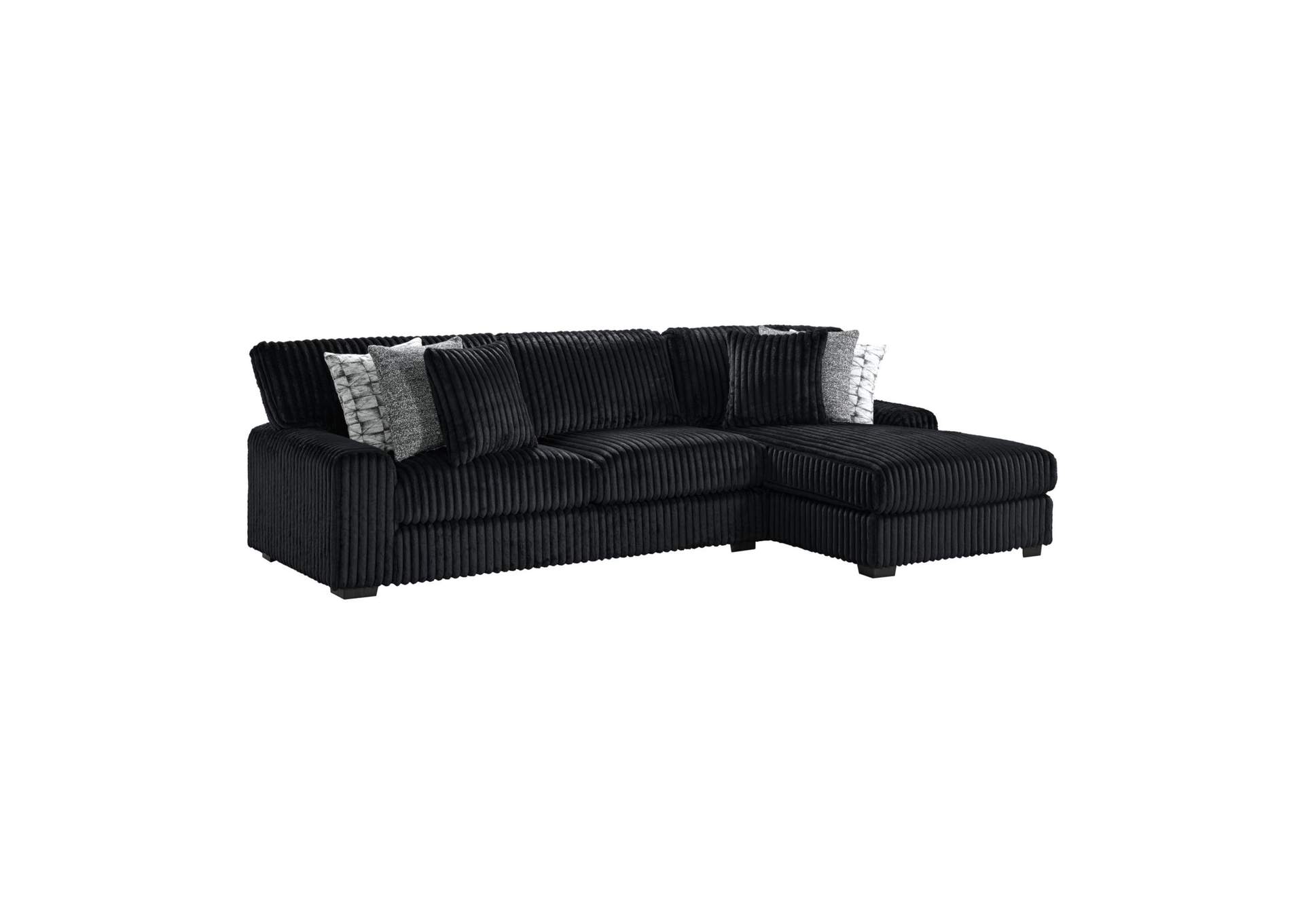 Nightfall Left Hand Facing Loveseat In Grand Cord Black With 4 Pillows 20 2 Burst Jet 2 Portal 9 image 6