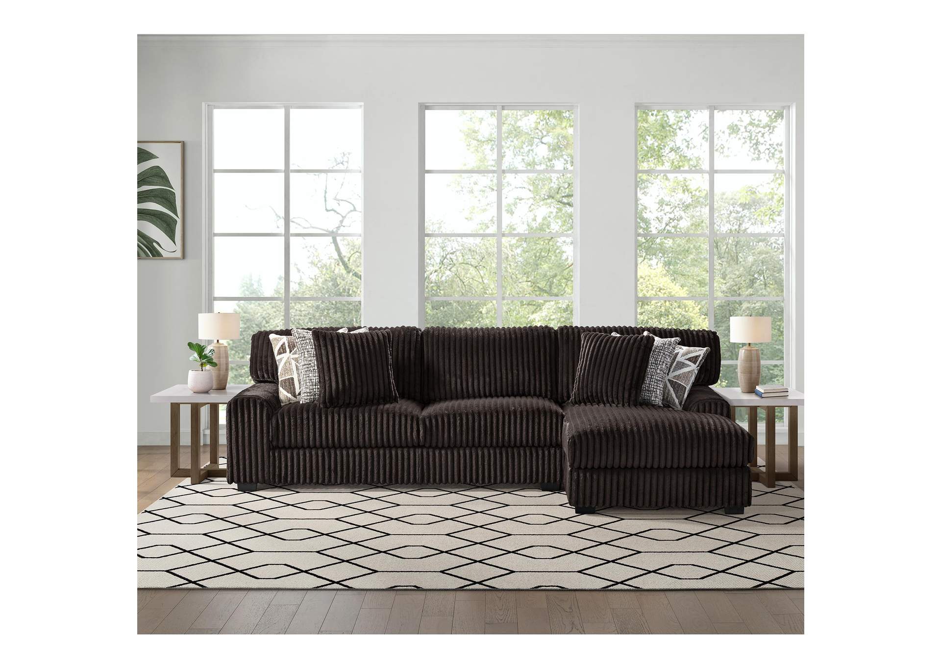 Nightfall Right Hand Facing Chaise In Grand Cord Espresso With 2 Self Pillows 20 image 1