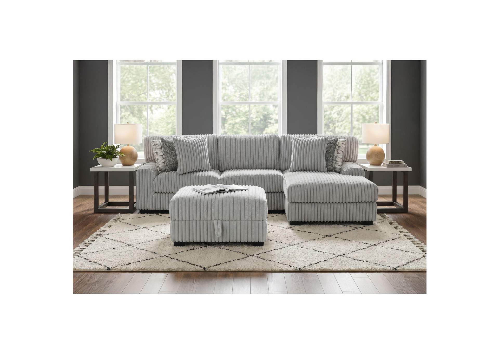 Nightfall Storage Ottoman In Grand Cord Light Grey image 1