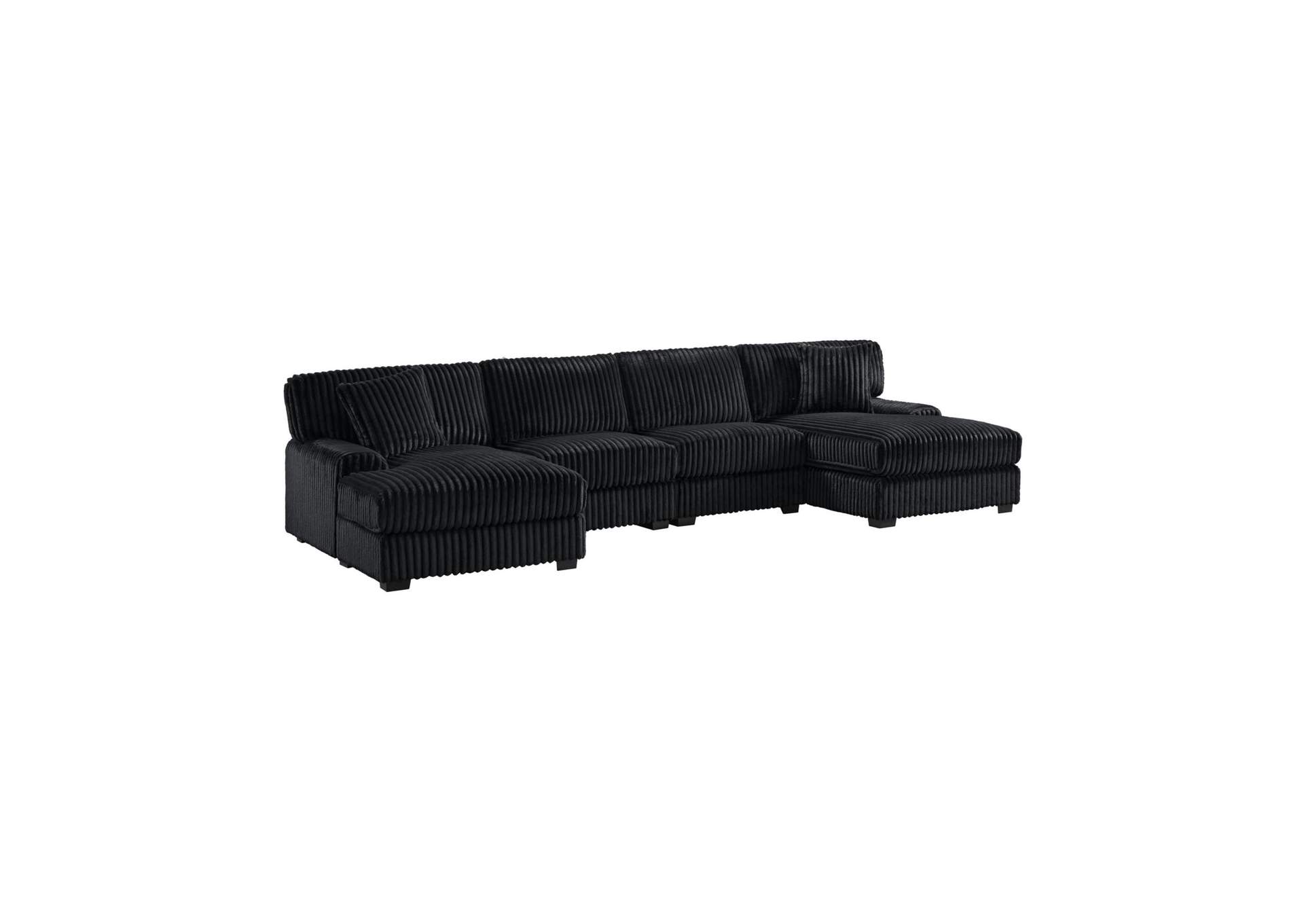 Nightfall Left Hand Facing Chaise In Grand Cord Black With 1 Pillow 20 image 3