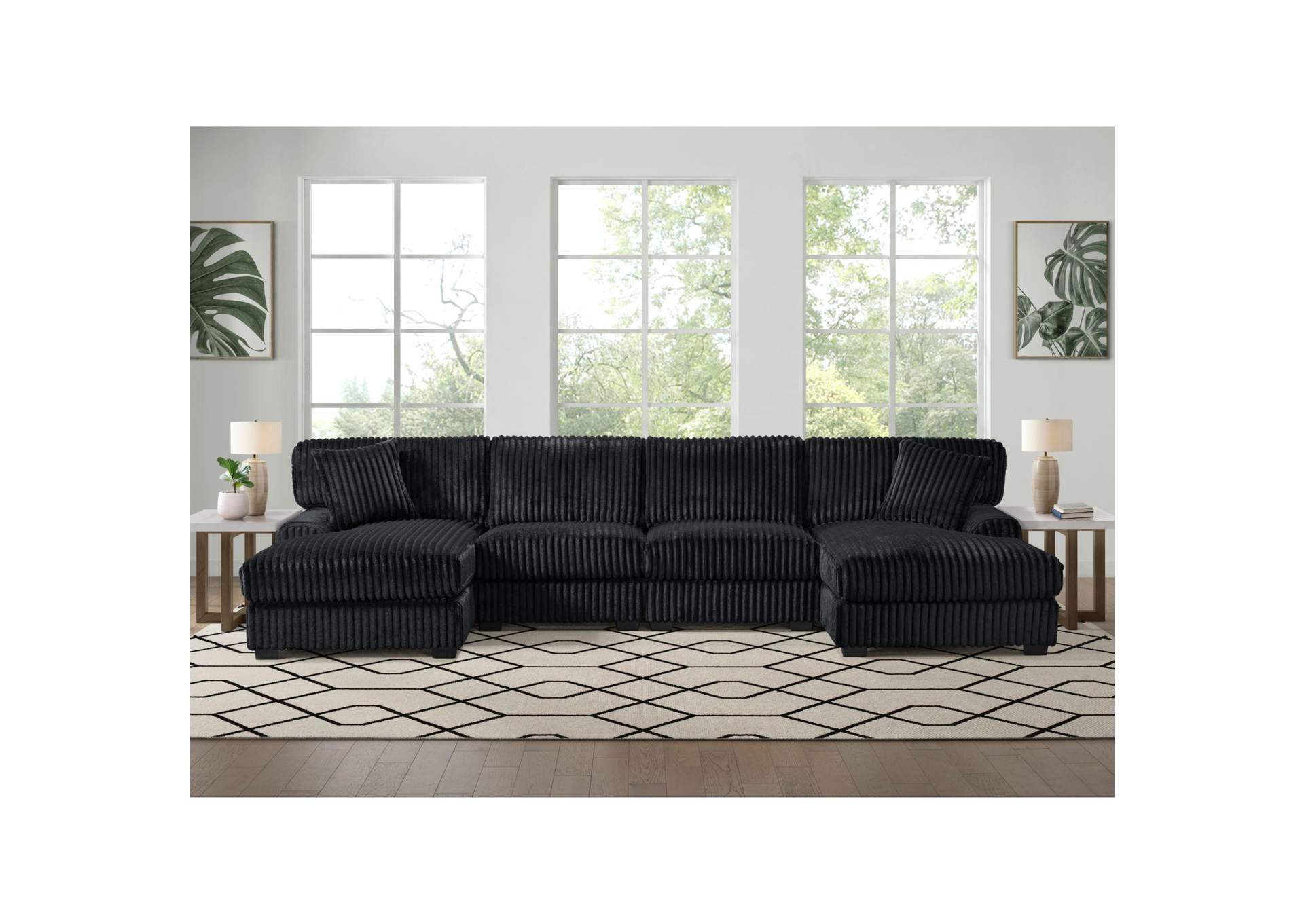 Nightfall Left Hand Facing Chaise In Grand Cord Black With 1 Pillow 20 image 1