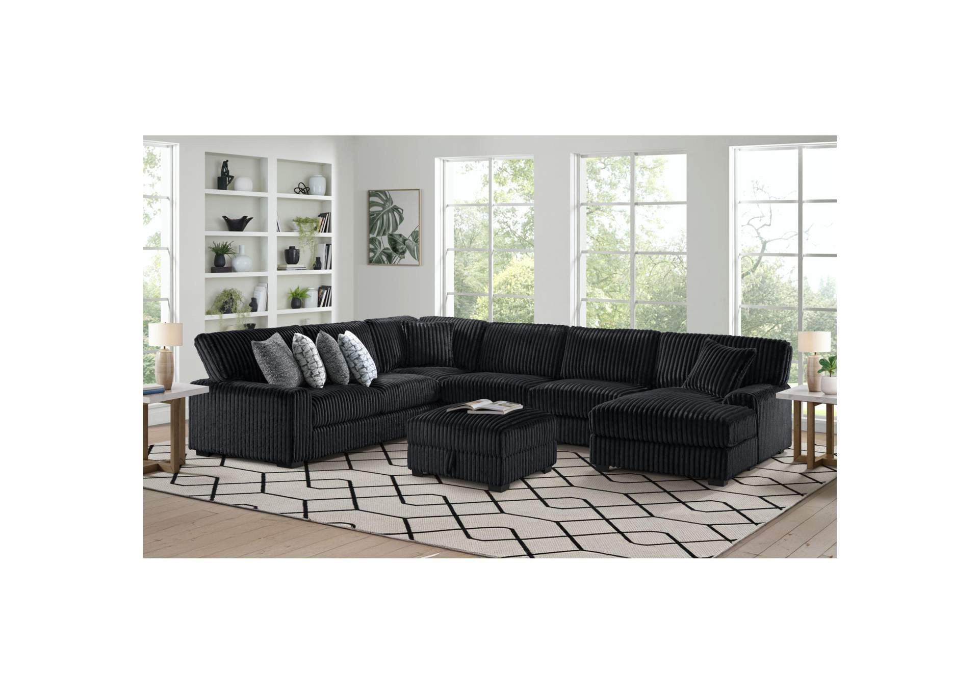 Nightfall Storage Ottoman In Grand Cord Black image 1