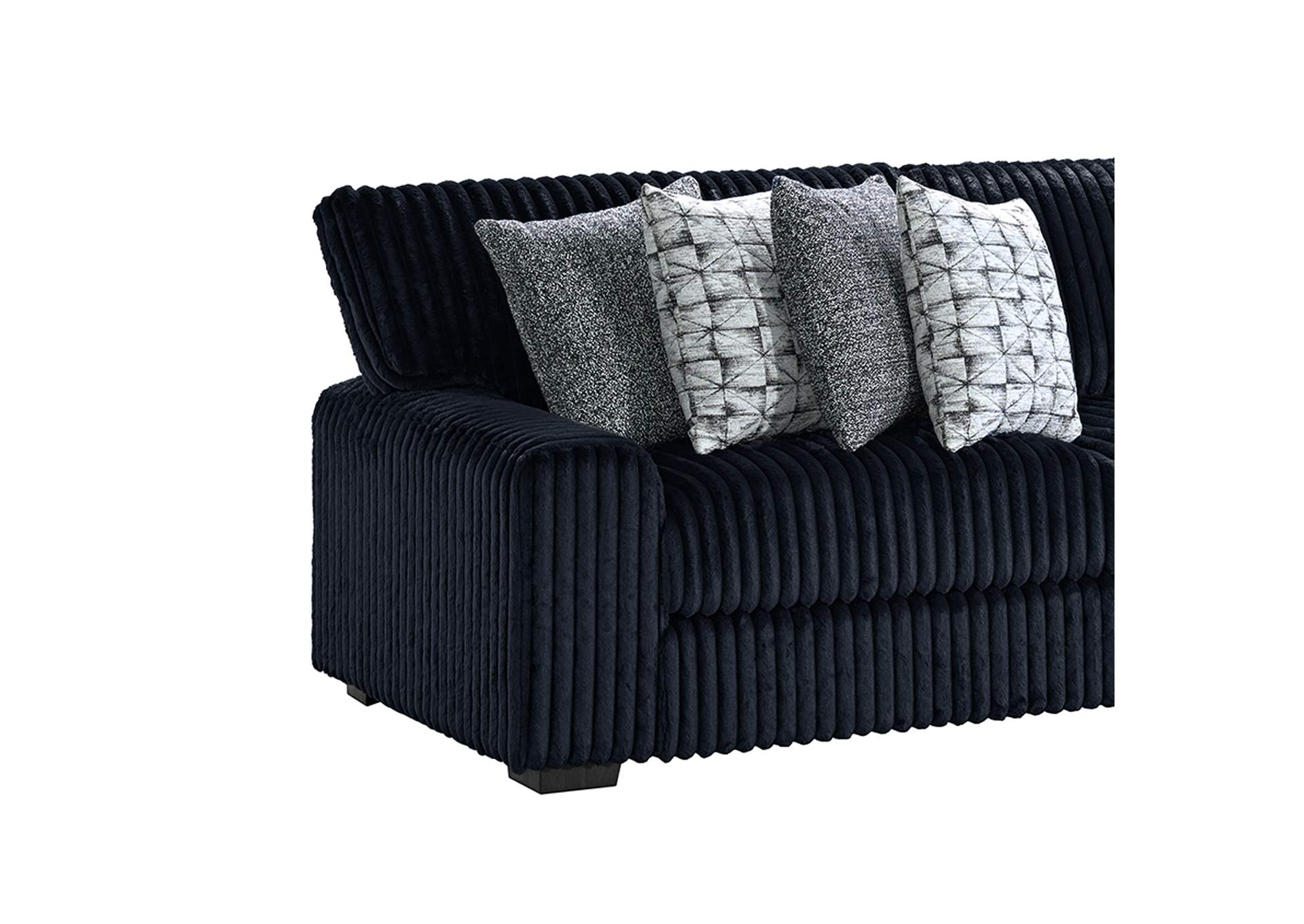 Nightfall Left Hand Facing Loveseat In Grand Cord Black With 4 Pillows 20 2 Winkin Walnut 2 Nod Walnut image 5