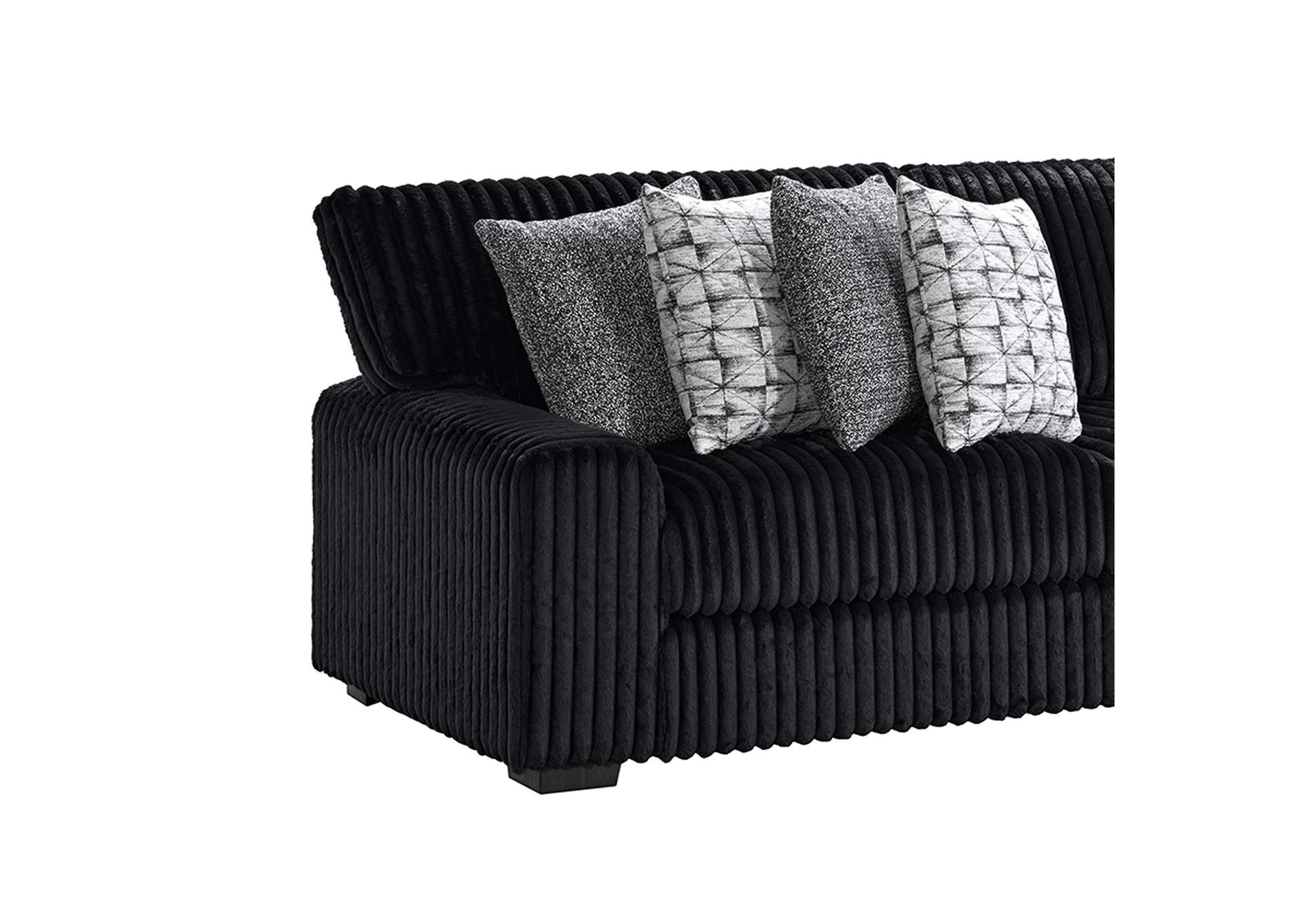 Nightfall Left Hand Facing Loveseat In Grand Cord Black With 4 Pillows 20 2 Burst Jet 2 Portal 9 image 3