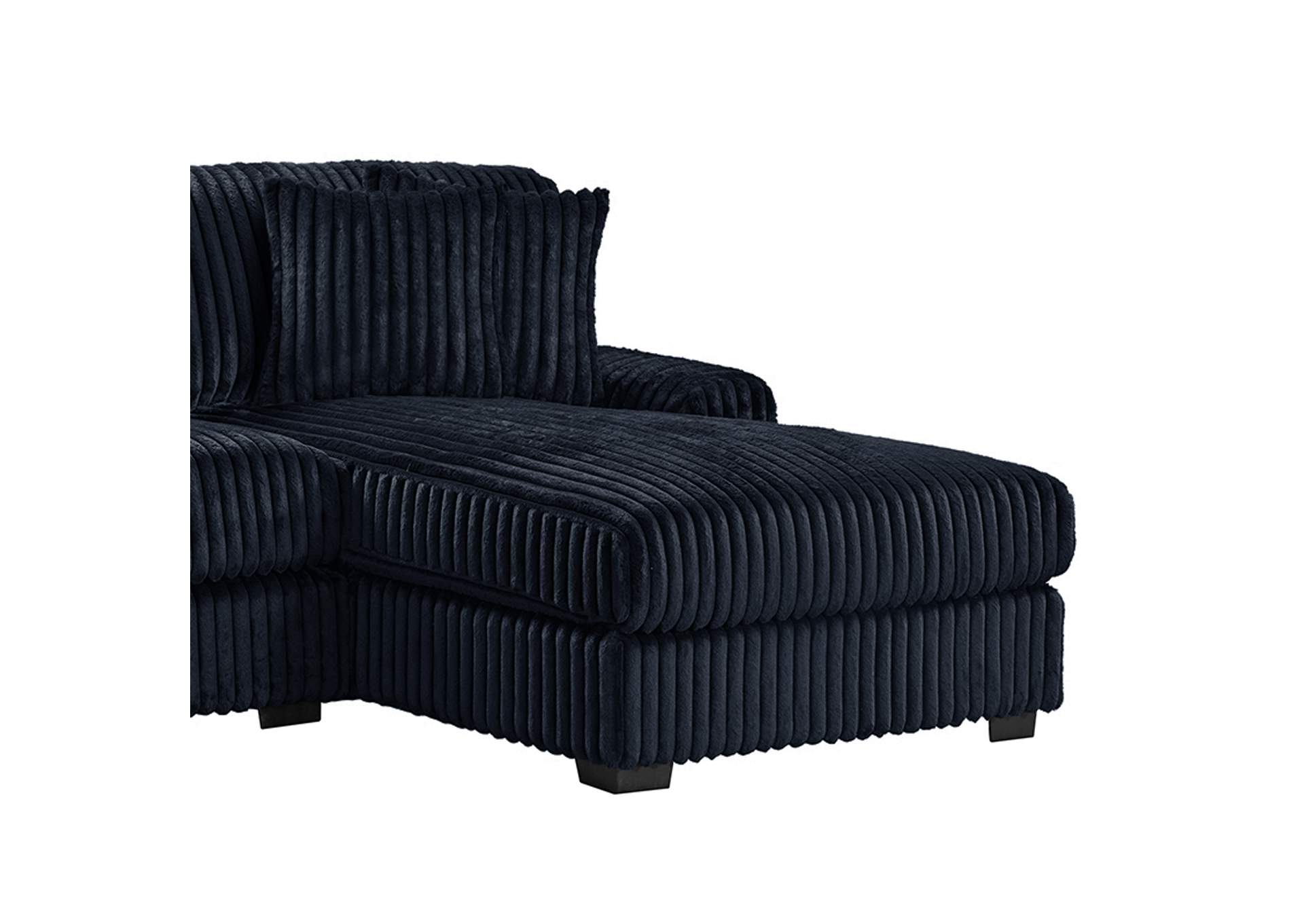 Nightfall Right Hand Facing Chaise In Grand Cord Black With 2 Self Pillows 20 image 5