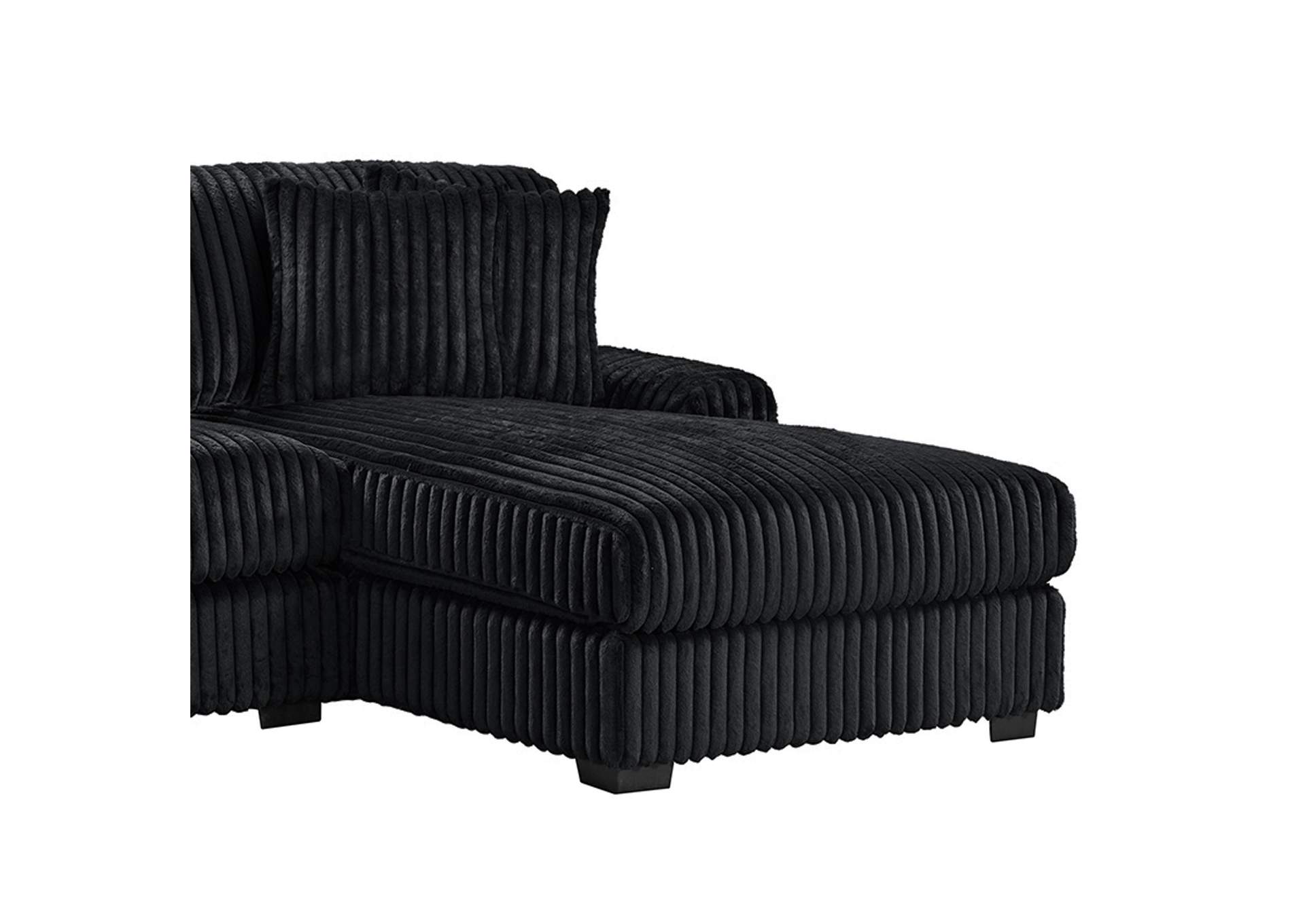 Nightfall Right Hand Facing Chaise In Grand Cord Black With 2 Self Pillows 20 image 3