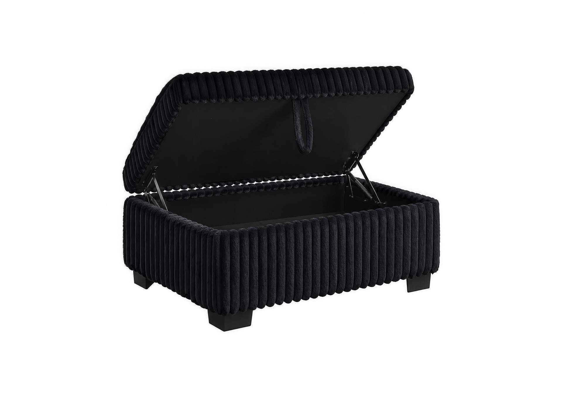 Nightfall Storage Ottoman In Grand Cord Black image 6