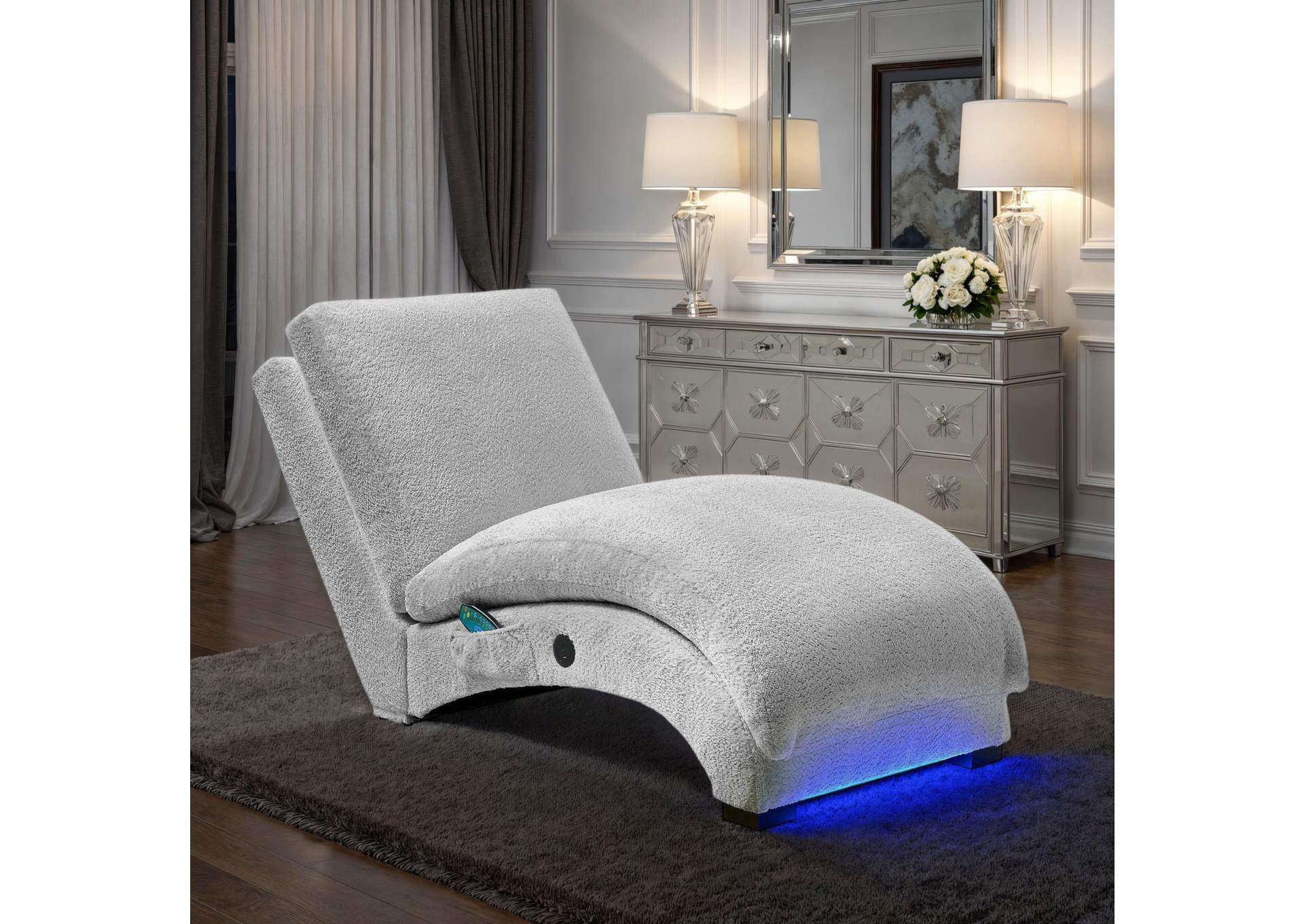 Nori Chaise With Heat Massage Usbc Led In Glam Fog image 1