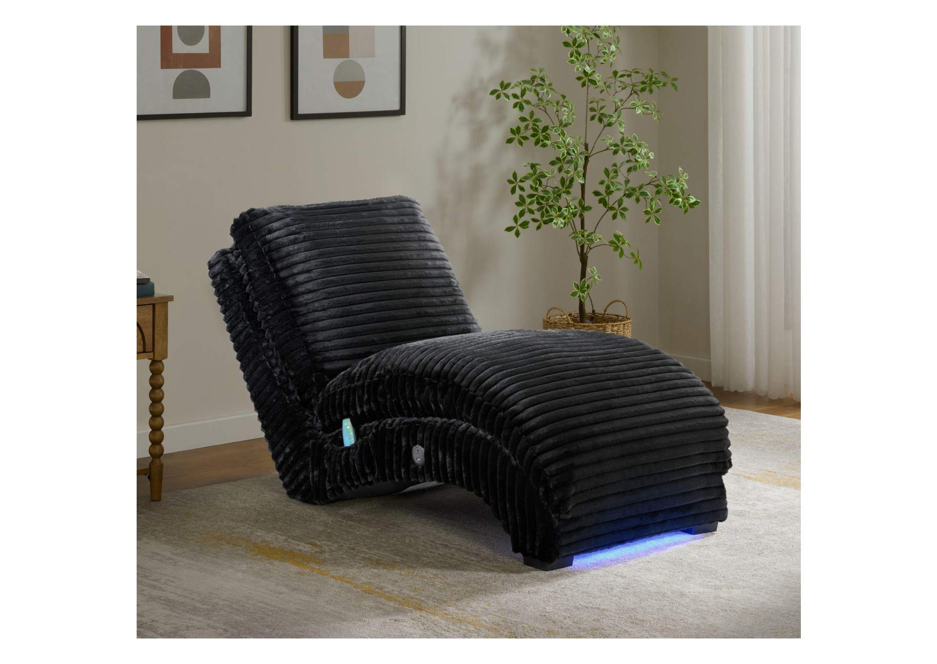 Nori Chaise With Heat Massage Usbc Led In Masis Black image 1