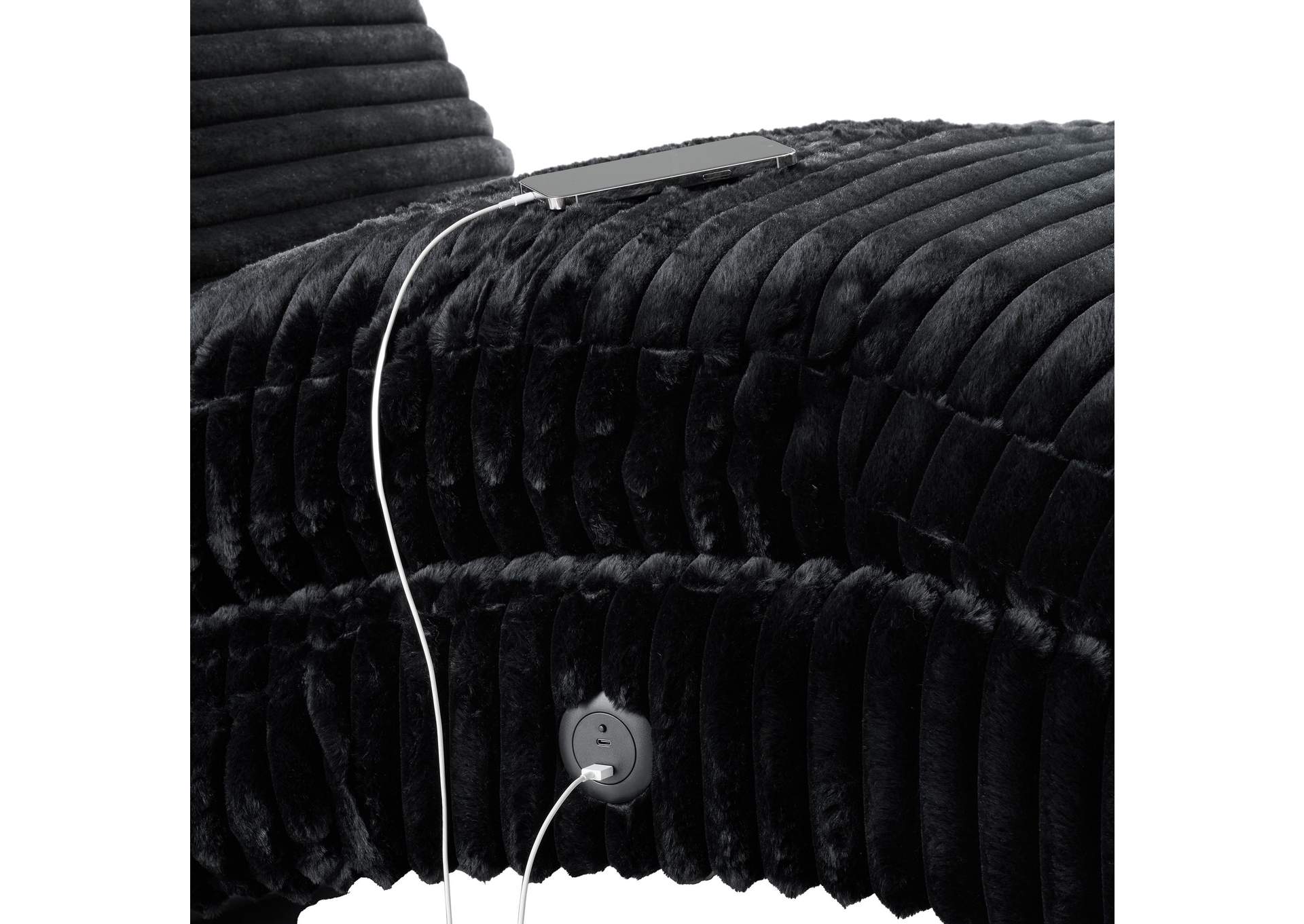 Nori Chaise With Heat Massage Usbc Led In Masis Black image 4