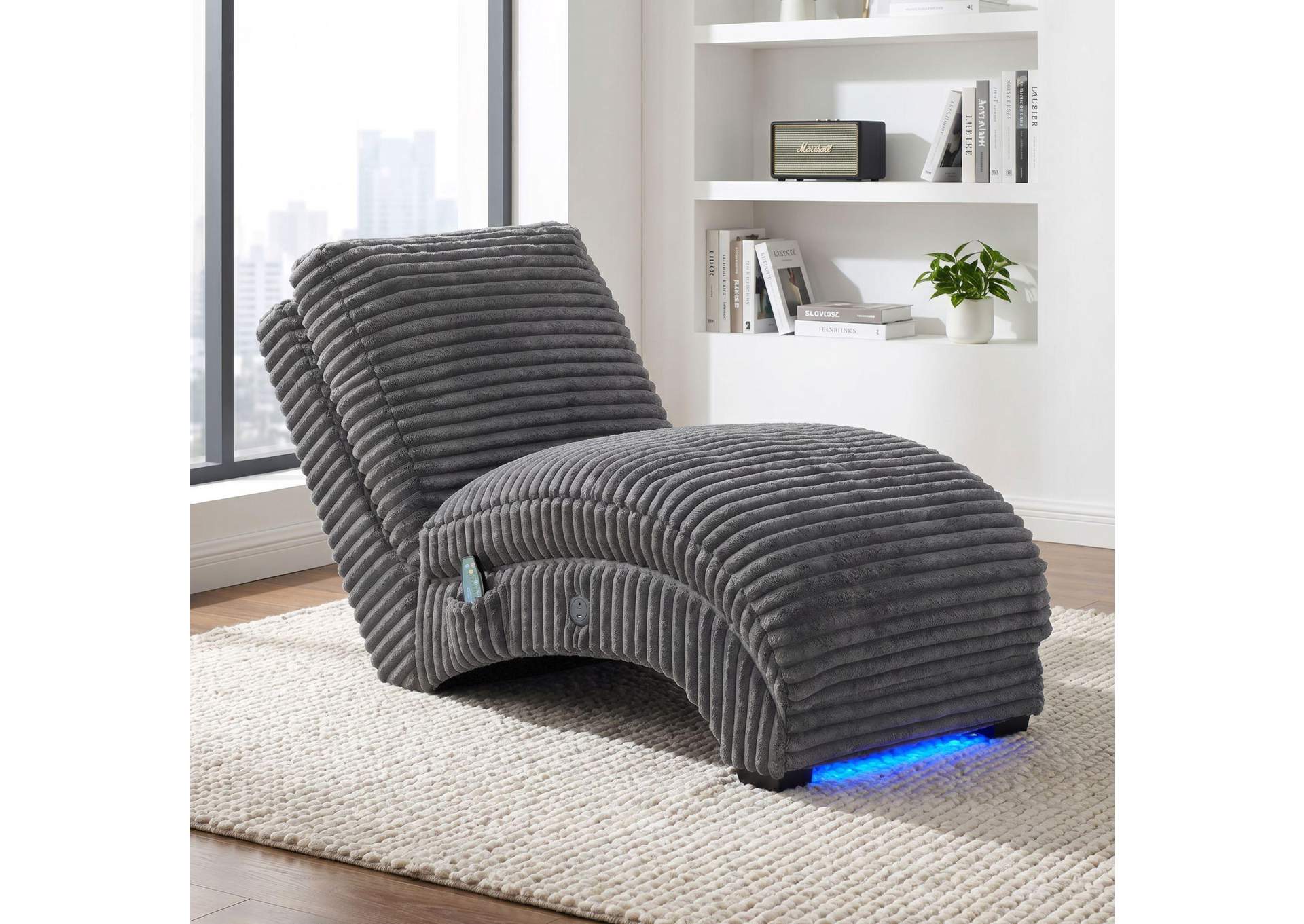 Nori Chaise With Heat Massage Usbc Led In Masis Granite image 1