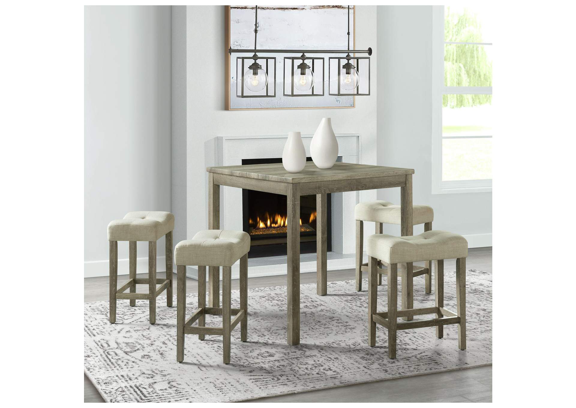 Oak Lawn 5 Piece Counter Set In Natural Finish image 1