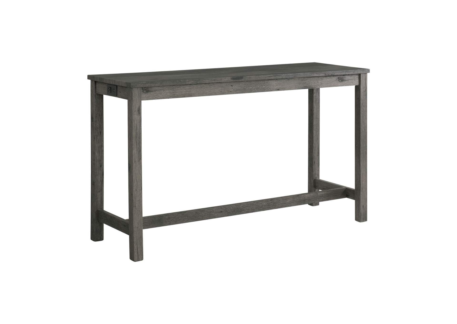 Oak Lawn Charcoal Grey Bar Table Single Pack Table 3 Grey Fabric Stools