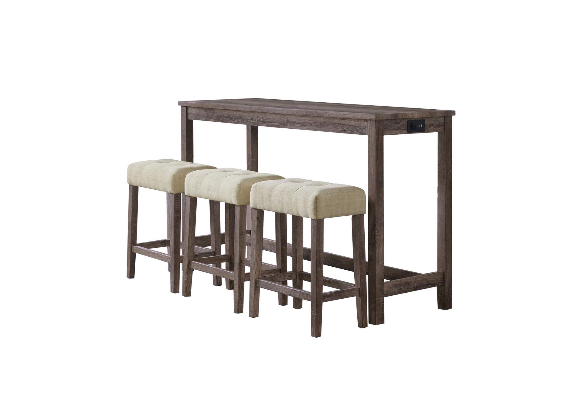 Oak Lawn Grey Bar Table Single Pack Table 3 Tan Fabric Stools image 8