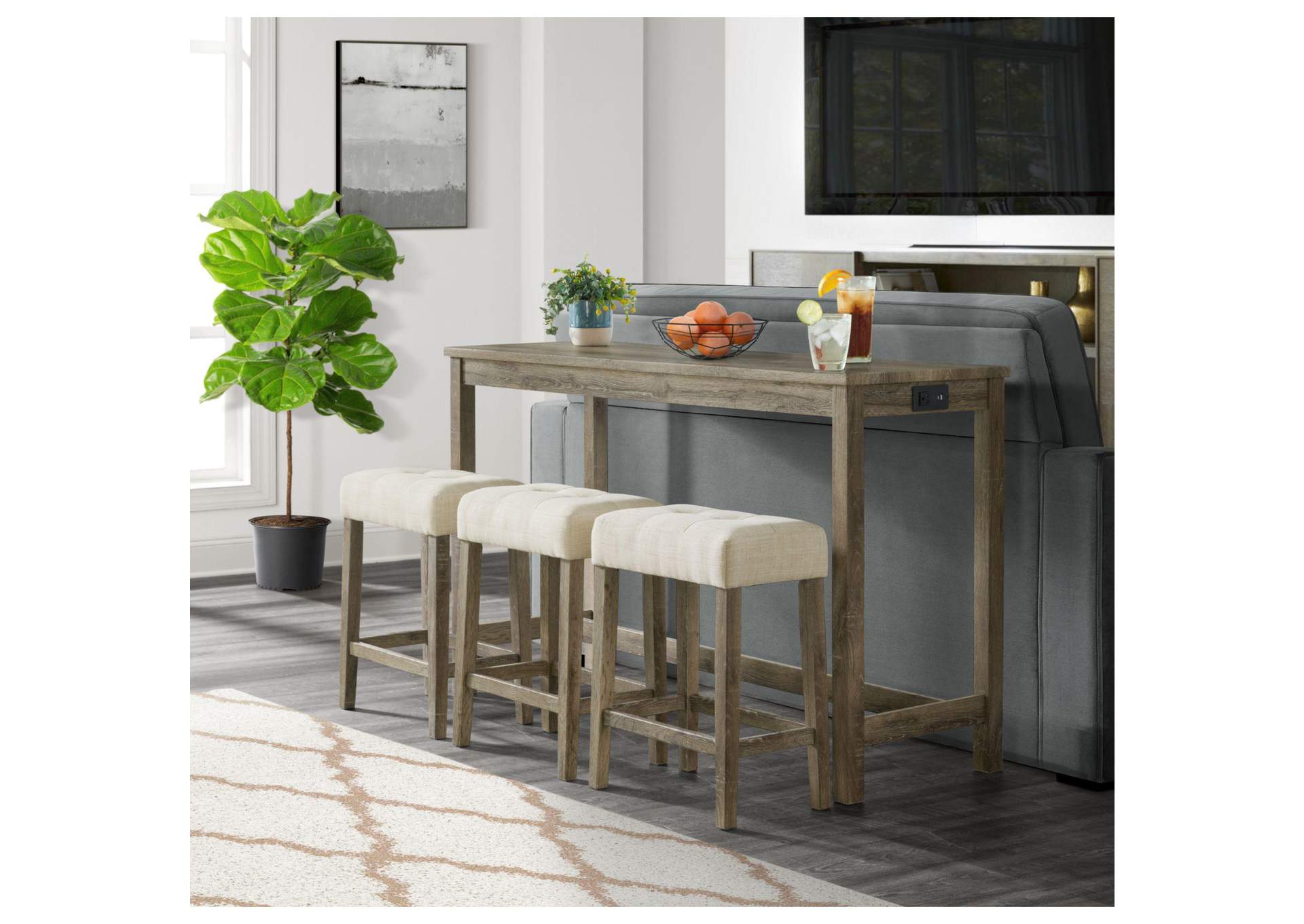 Oak Lawn Bar Table - 3A Single Pack Table Three Stools image 1
