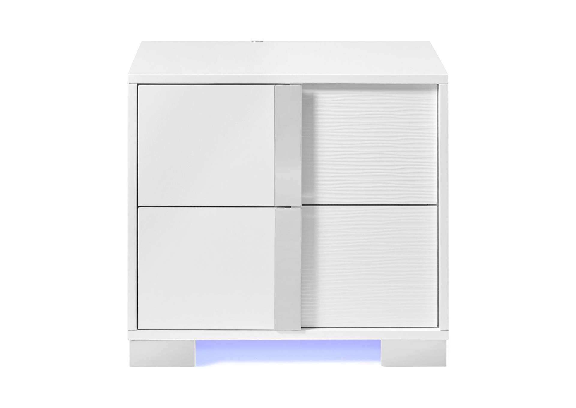 Ocean Drive 2 - Drawer Nightstand With Blue Led USB In White image 5