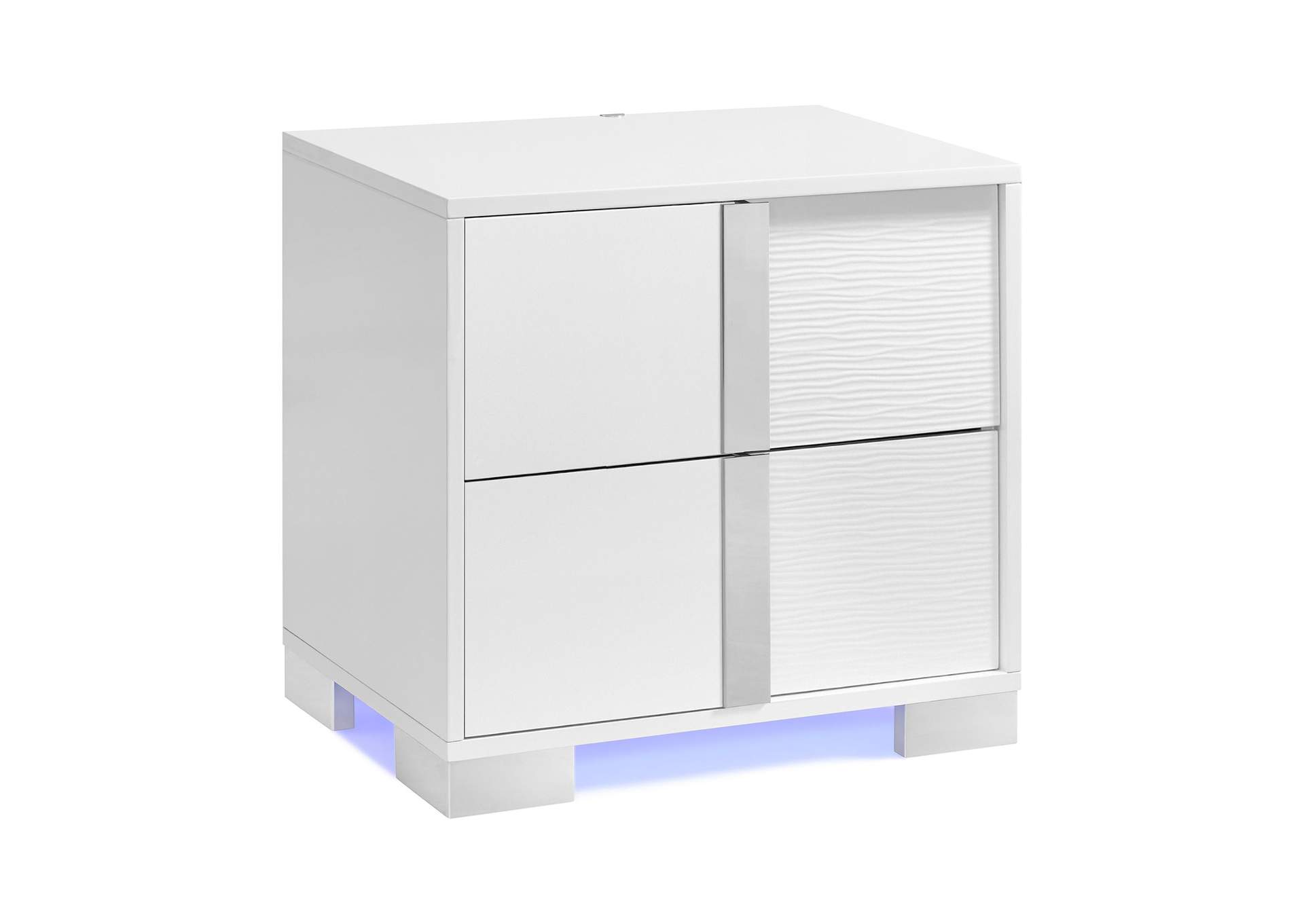 Ocean Drive 2 - Drawer Nightstand With Blue Led USB In White image 4