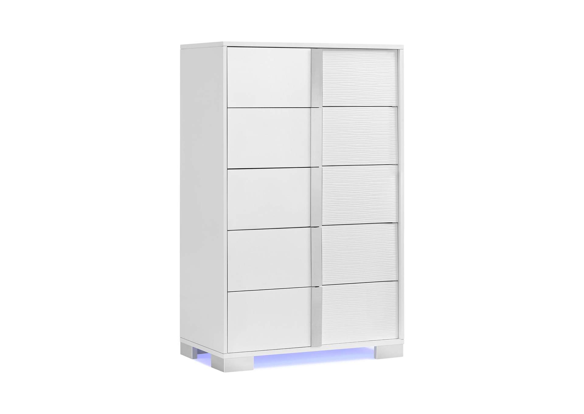 Ocean Drive 5 - Drawer Chest With Blue Led In White image 3